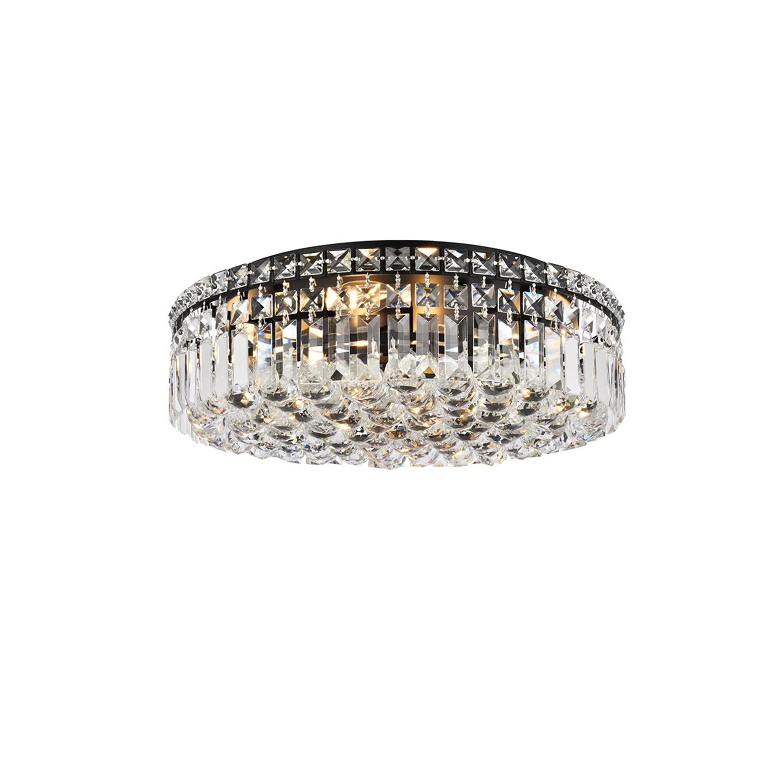 Elegant Lighting Maxime 20&quot; Metal and Crystal Flush Mount in Black