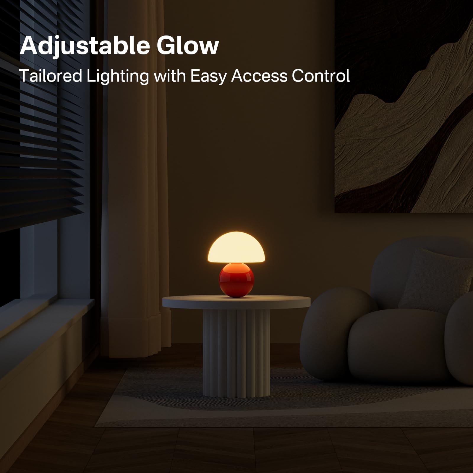 Dawnwake Mushroom Table Lamp - Small Modern Aesthetic Lamp, Orange, DAWN-001, Cute Mini Decor for Bedroom & Living Room Night Stands