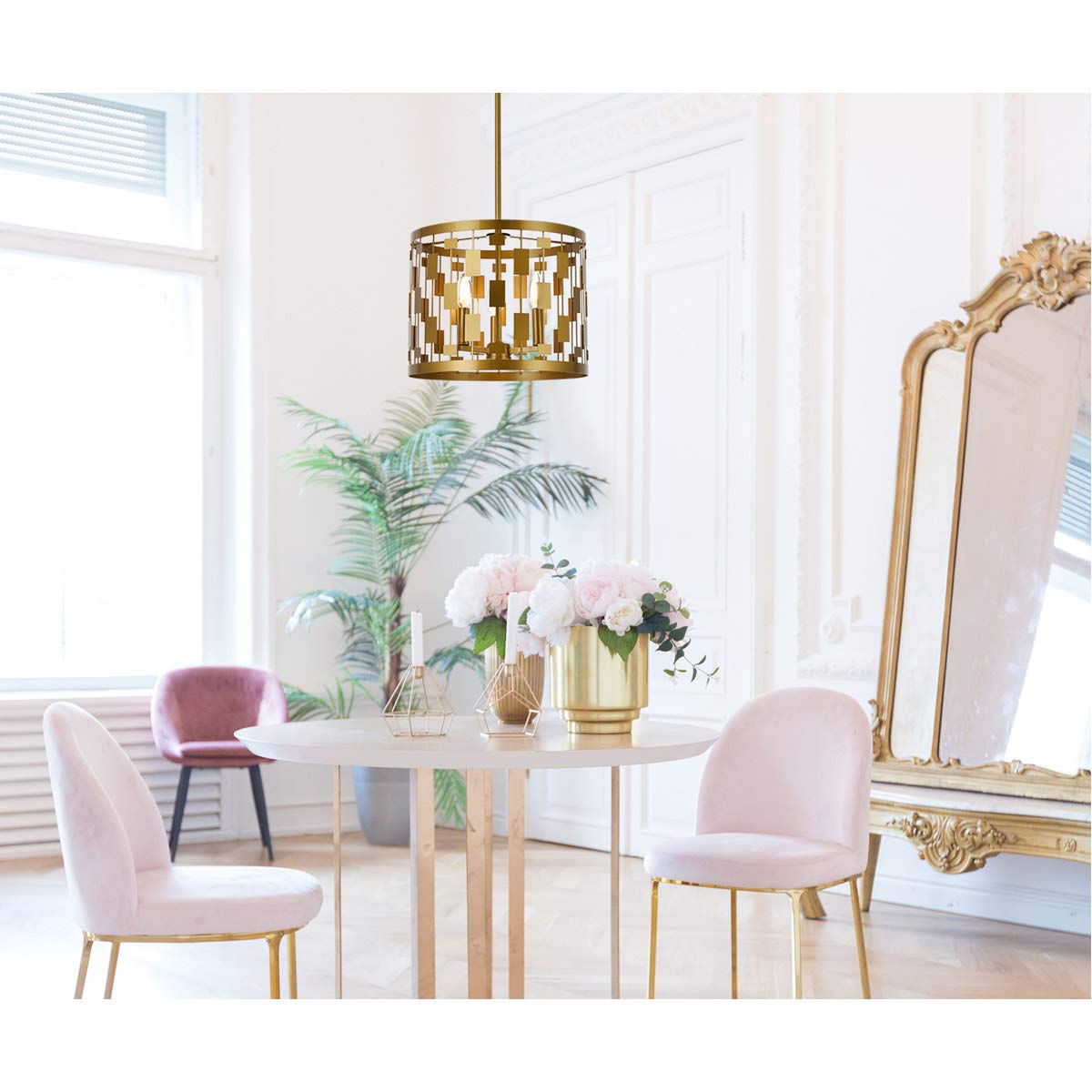 Living District Indoor Modern Home Decorative Bright Ceiling Levante 3 Lights Pendant in Brass