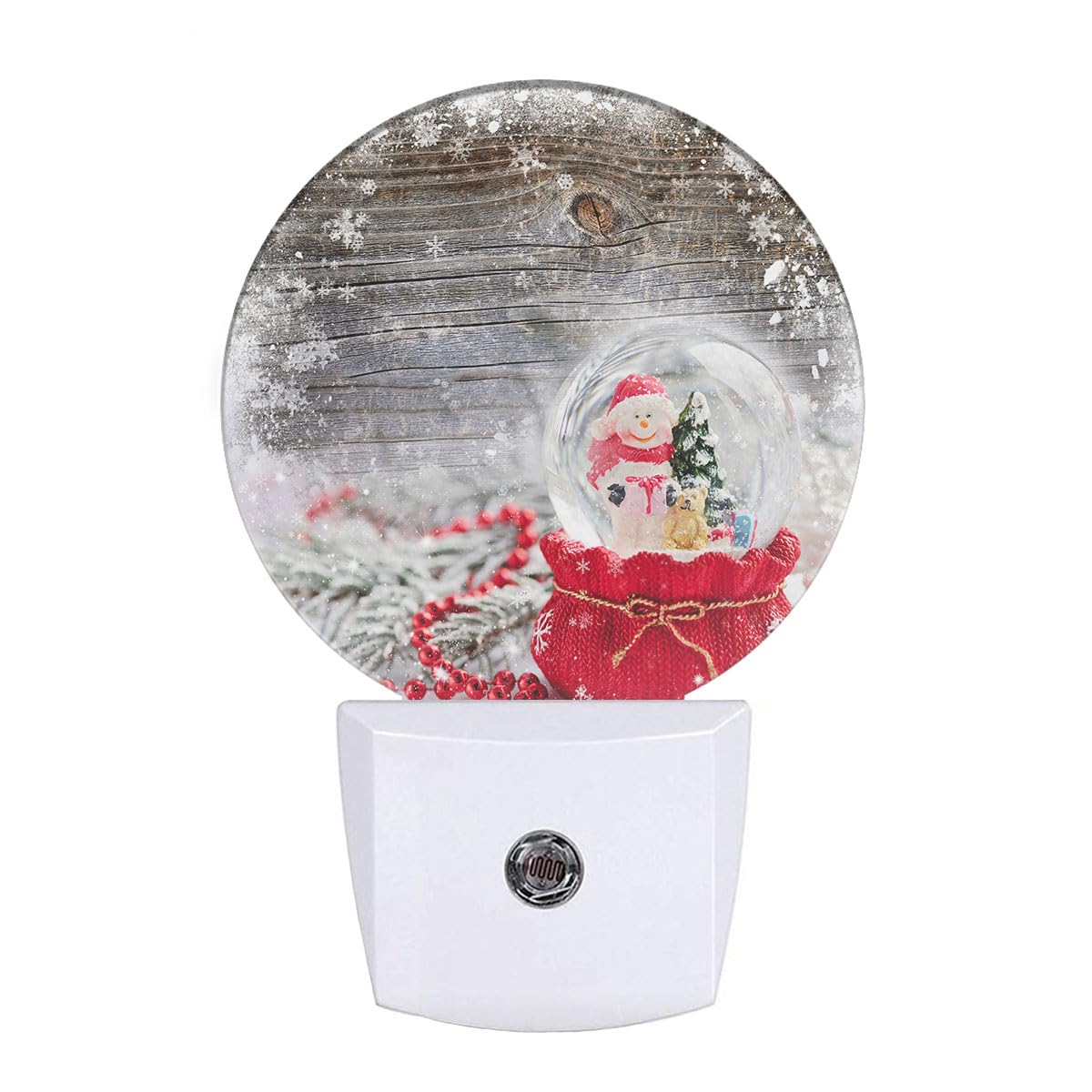 Uanvaha Snowman Ball Night Light Red Xmas Ball Christmas Night Lights Plug into Wall for Boys Girls, Led Lamp for Stairway/Hallw