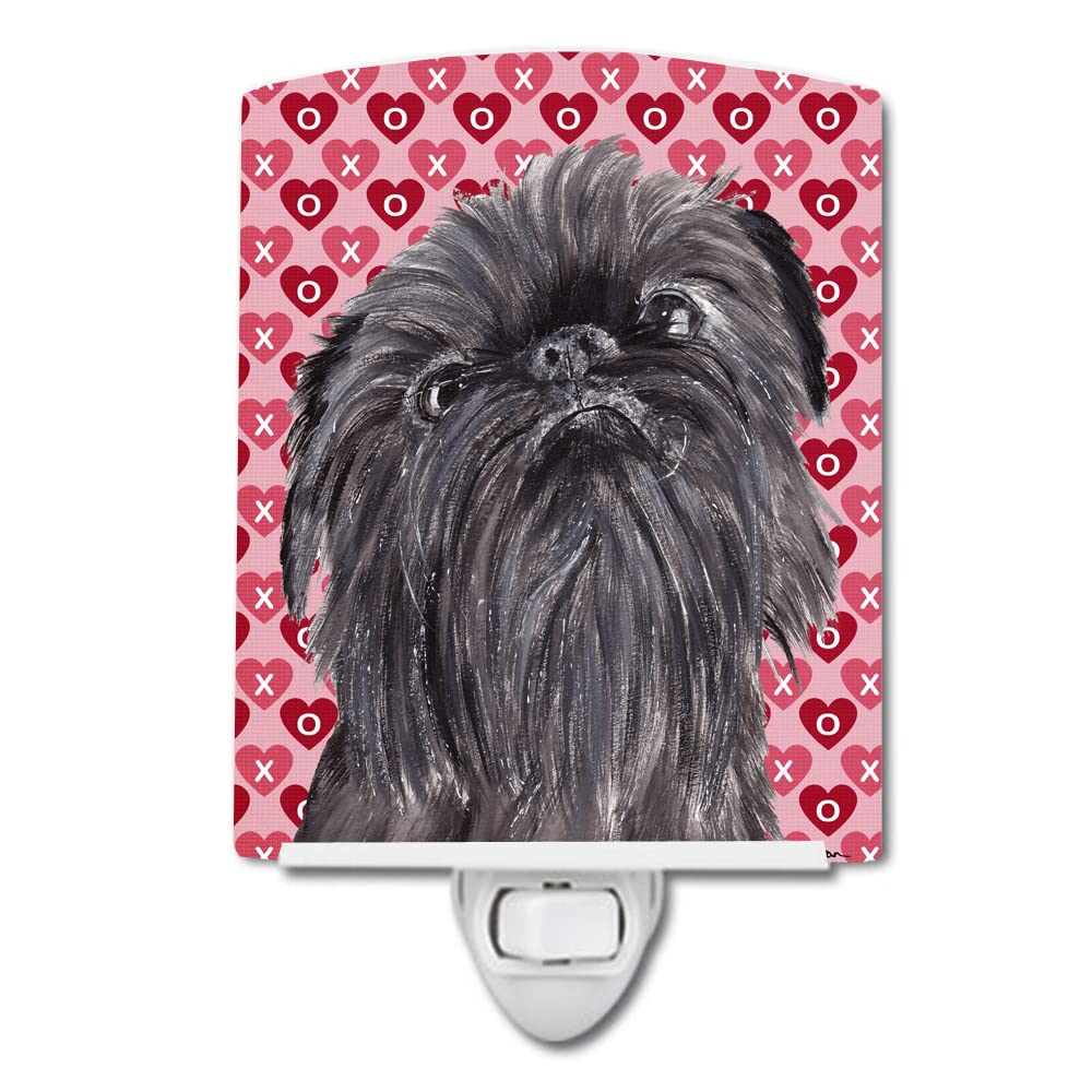 Caroline'S Treasures Sc9559Cnl Brussels Griffon Hearts And Love Ceramic Night Light Compact, Ul-Certified, Ideal For Bedroom, Bathroom, Nursery, Hallway, Kitchen, 6X4X3, Multicolor