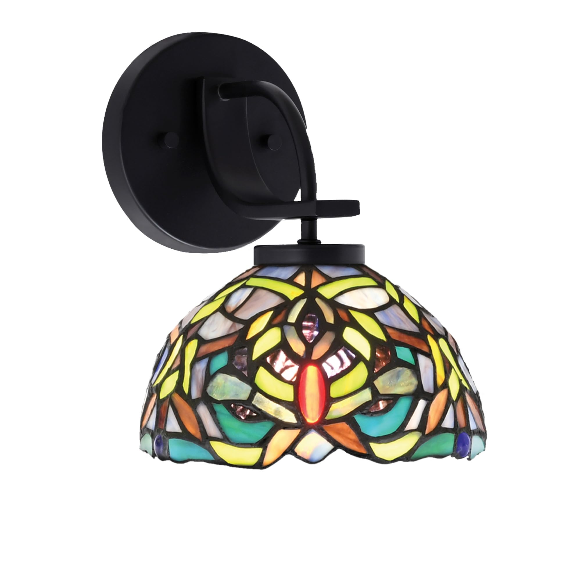 Cavella 1 Light Wall Sconce Shown In Matte Black Finish With 7" Kaleidoscope Art Glass