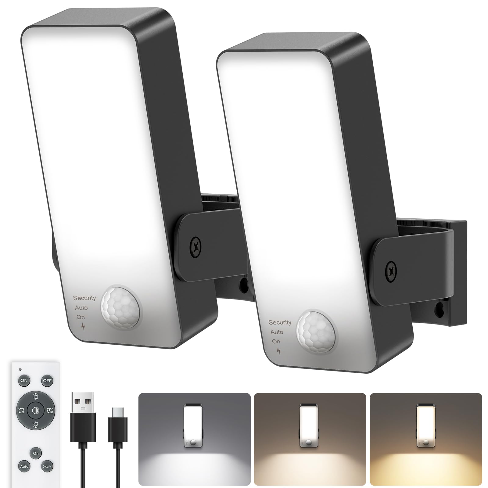 Rechargeable Motion Sensor Light Outdoor, 10000mAh Battery Operated Outdoor Light with Remote 3 Modes 3000-6000K Dimmable Timer 