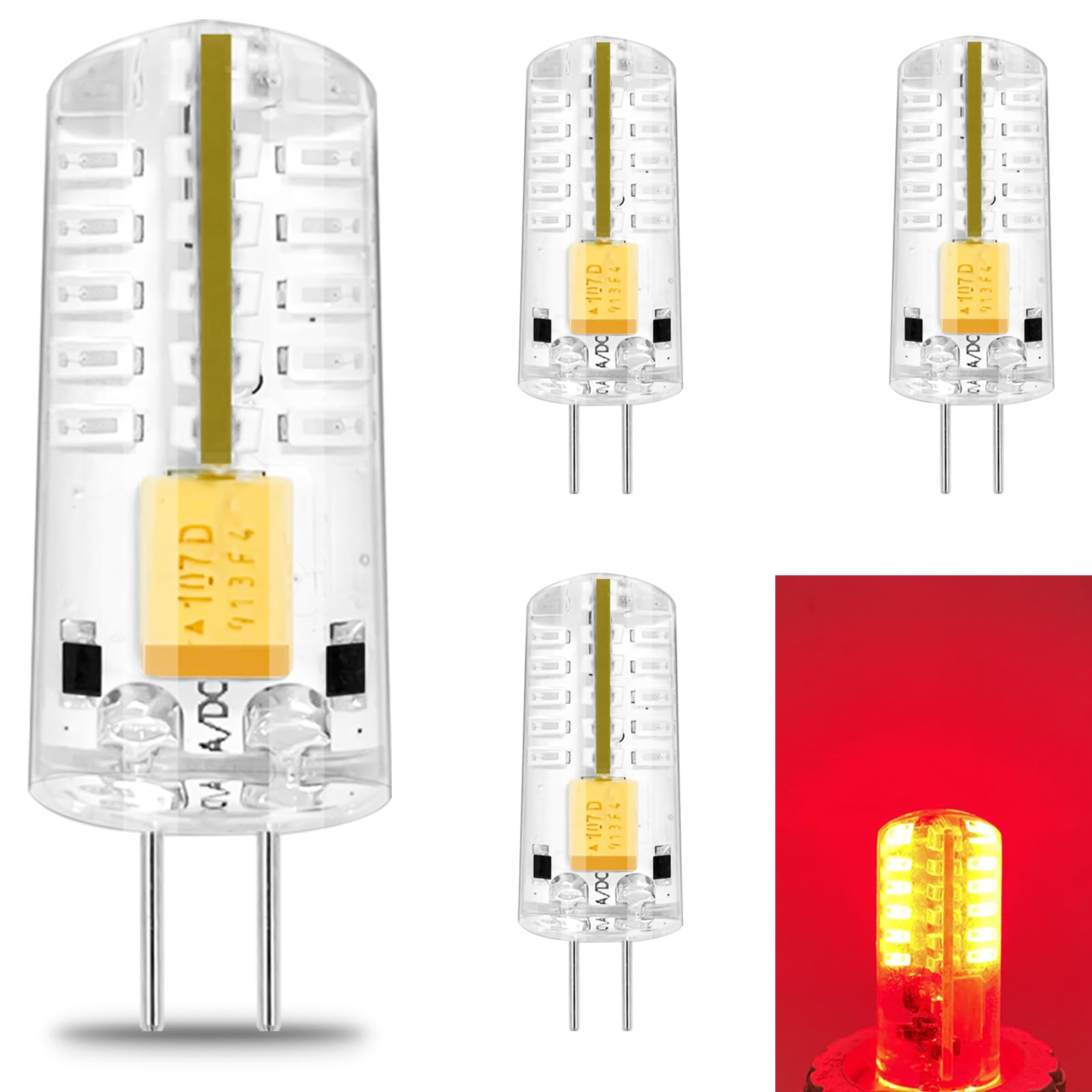 Brolskun Low Voltage Landscape Lighting Color Light For Christmas Holidays Halloween Lights G4 12V Led Red Light 2W  4-Pack
