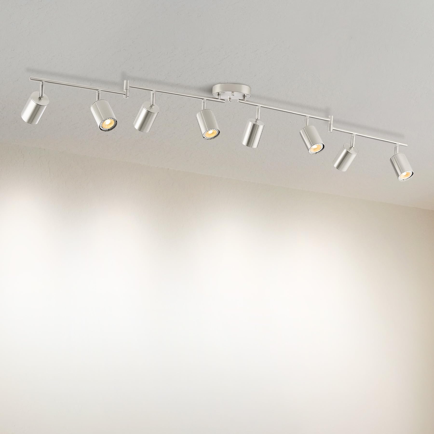 Vonluce 8 Light Track Light Fixture  Led Track Lighting Kit With Rotatable Heads  3-Color Gu10 Bulbs Included  Modern Ceiling Spotlight For Kitchen Office Closet Studio Bedroom  Nickel