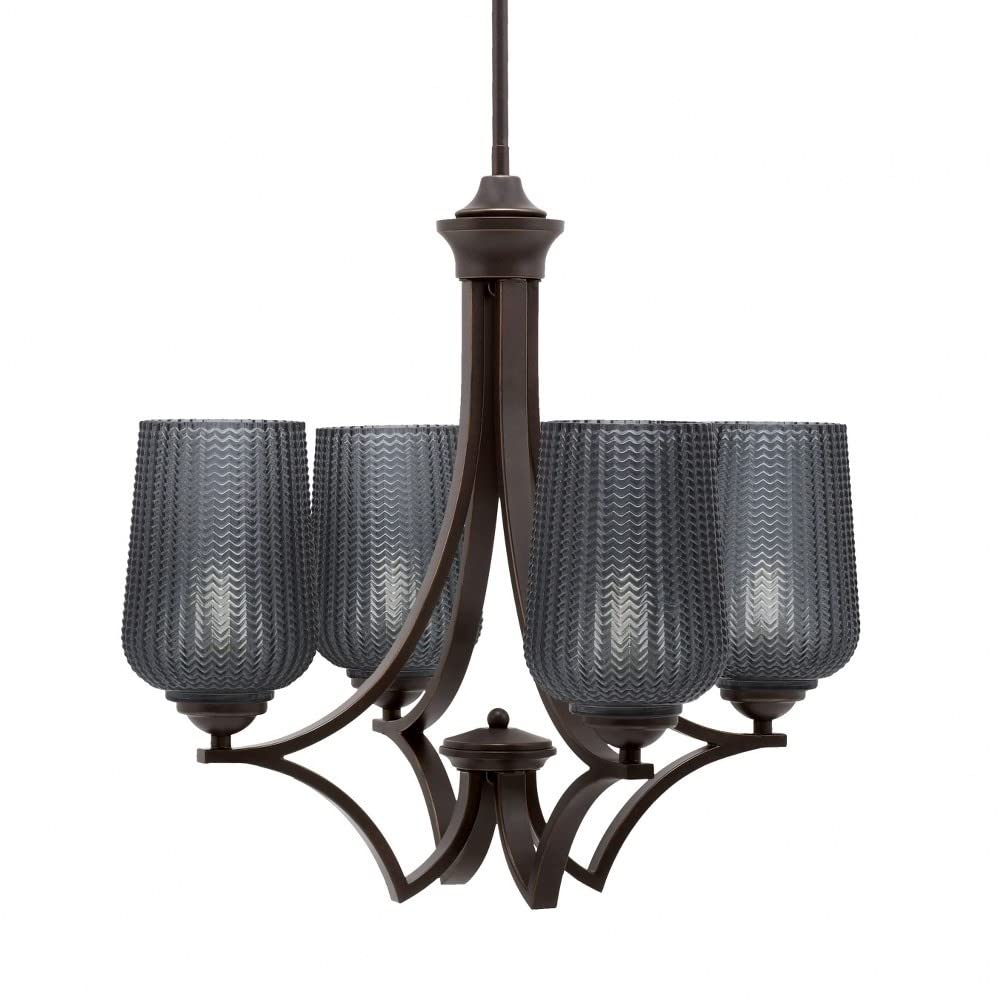 Toltec Lighting 564-Dg-4252 Zilo - 4 Light Uplight Chandelier-19.75 Inches Tall And 20.25 Inches Wide, Finish Color: Dark Granite, Glass Color: Smoke Textured