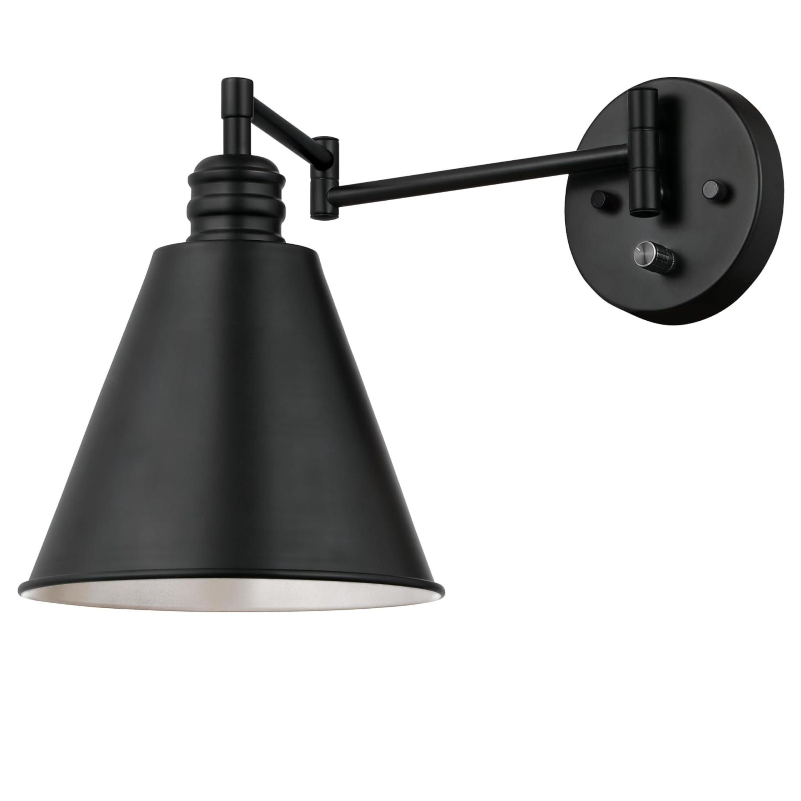Westinghouse 6125400 Trocadero Traditional One Light Swing Arm Wall Fixture with On/Off Switch, Matte Black Finish