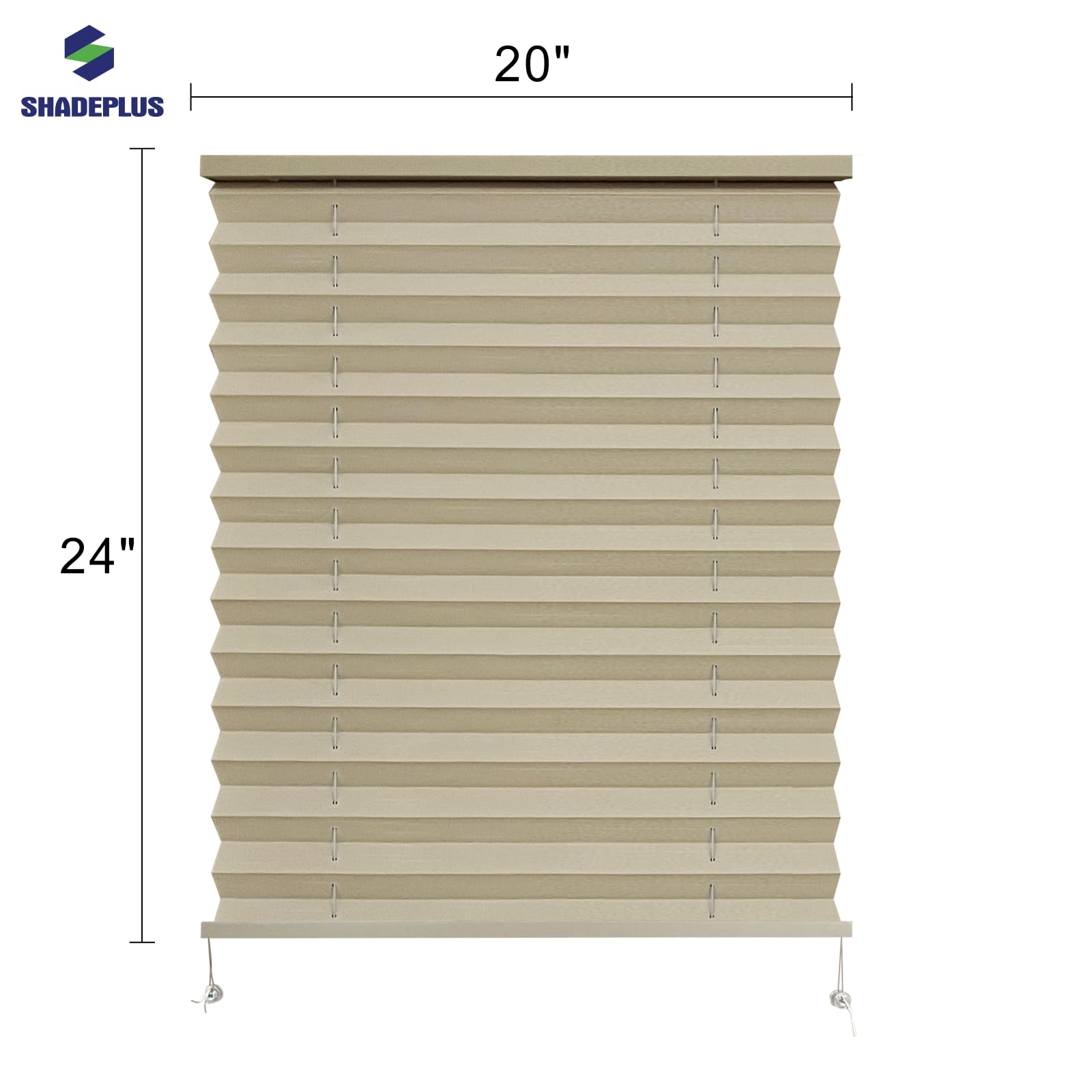 SHADEPLUS RV Pleated Blinds, 20"W x 24"H, Cappuccino, Polyester Blend, Model NBZL-CAP-20/24 for Travel Trailers and Motorhomes