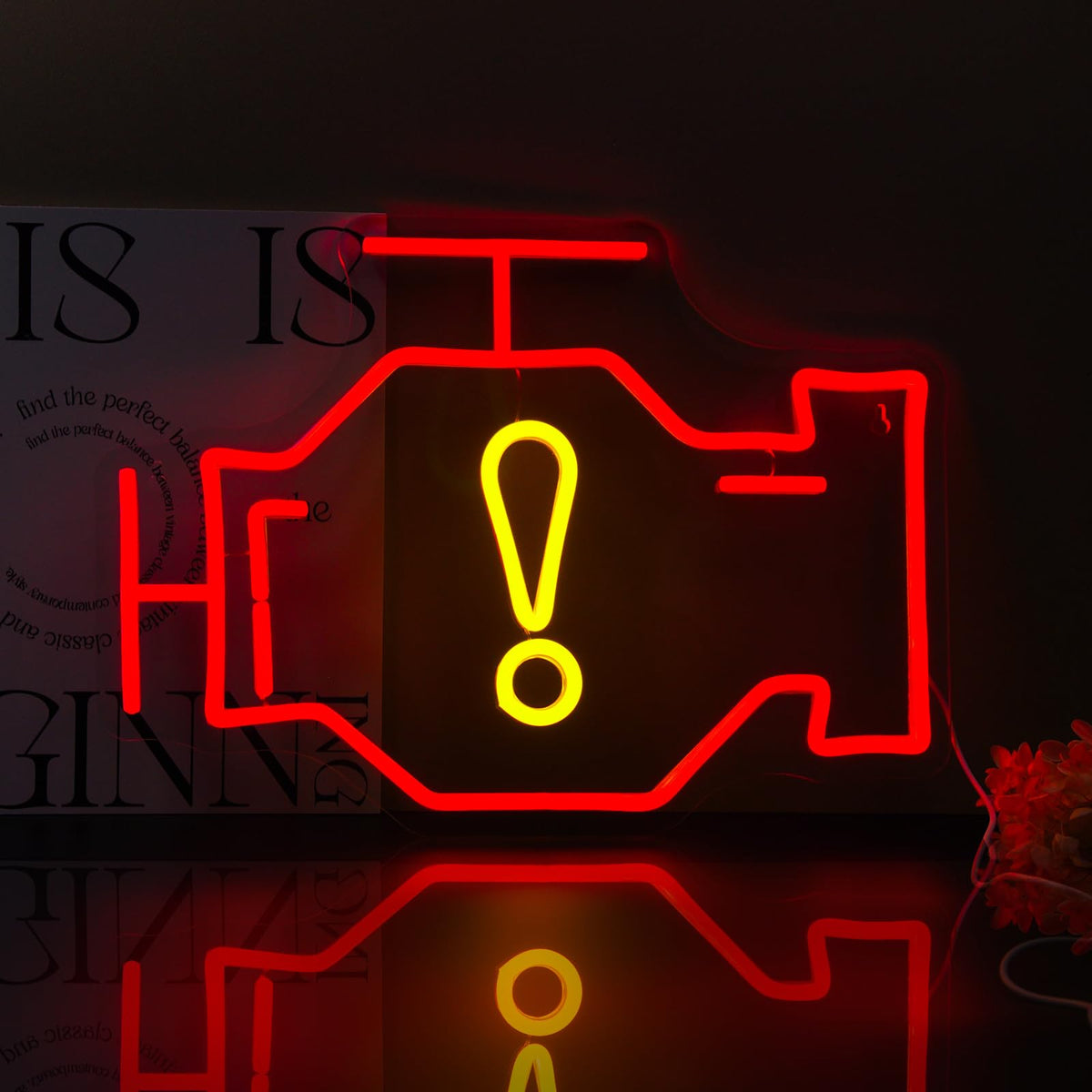 Ebdobgbs Check Engine Neon Sign Led Neon Lights Neon Signs for Wall De ...
