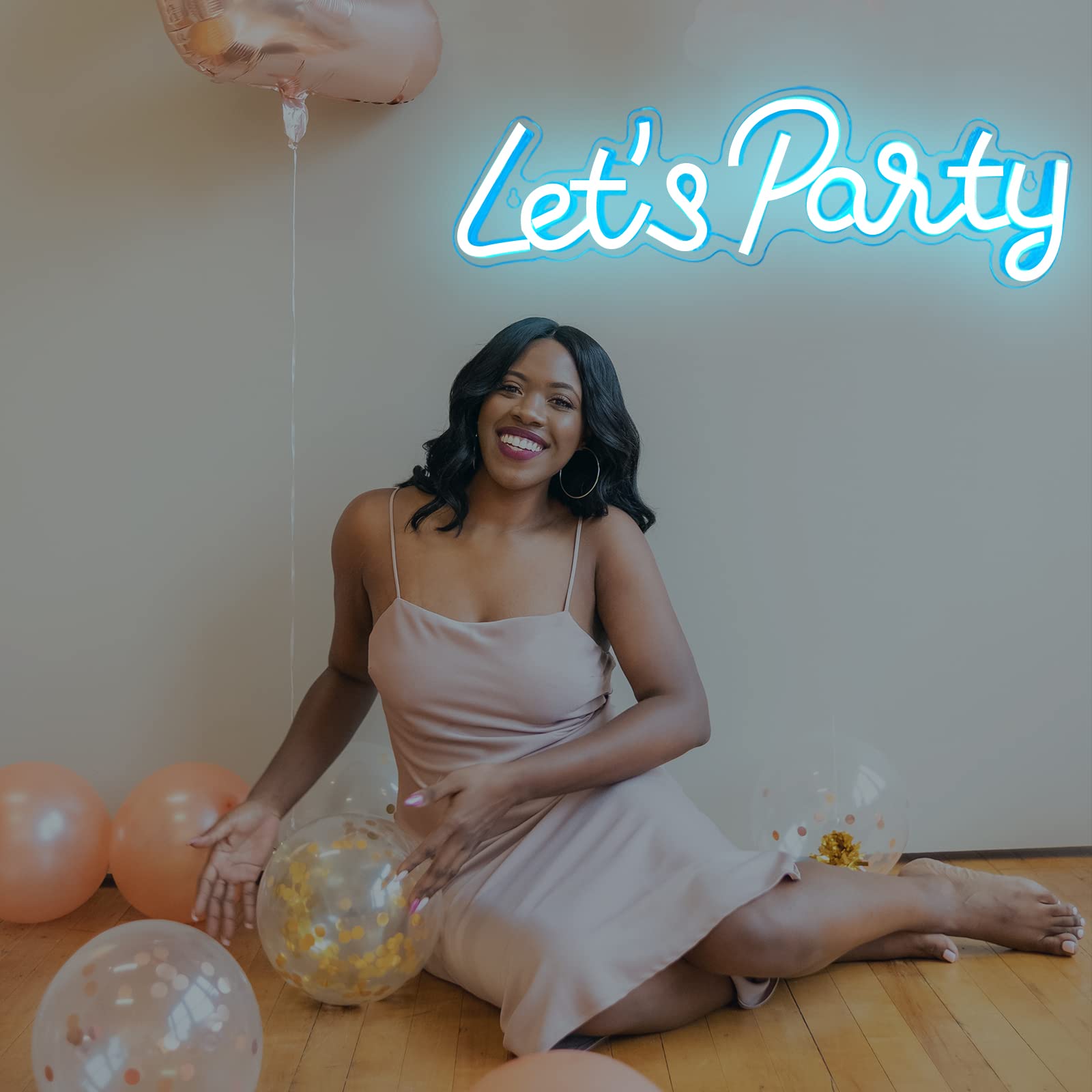 Bernicekelly Let'S Party Neon Sign - Led Wall Decor For Birthday, Engagement, Bachelorette (New Blue)