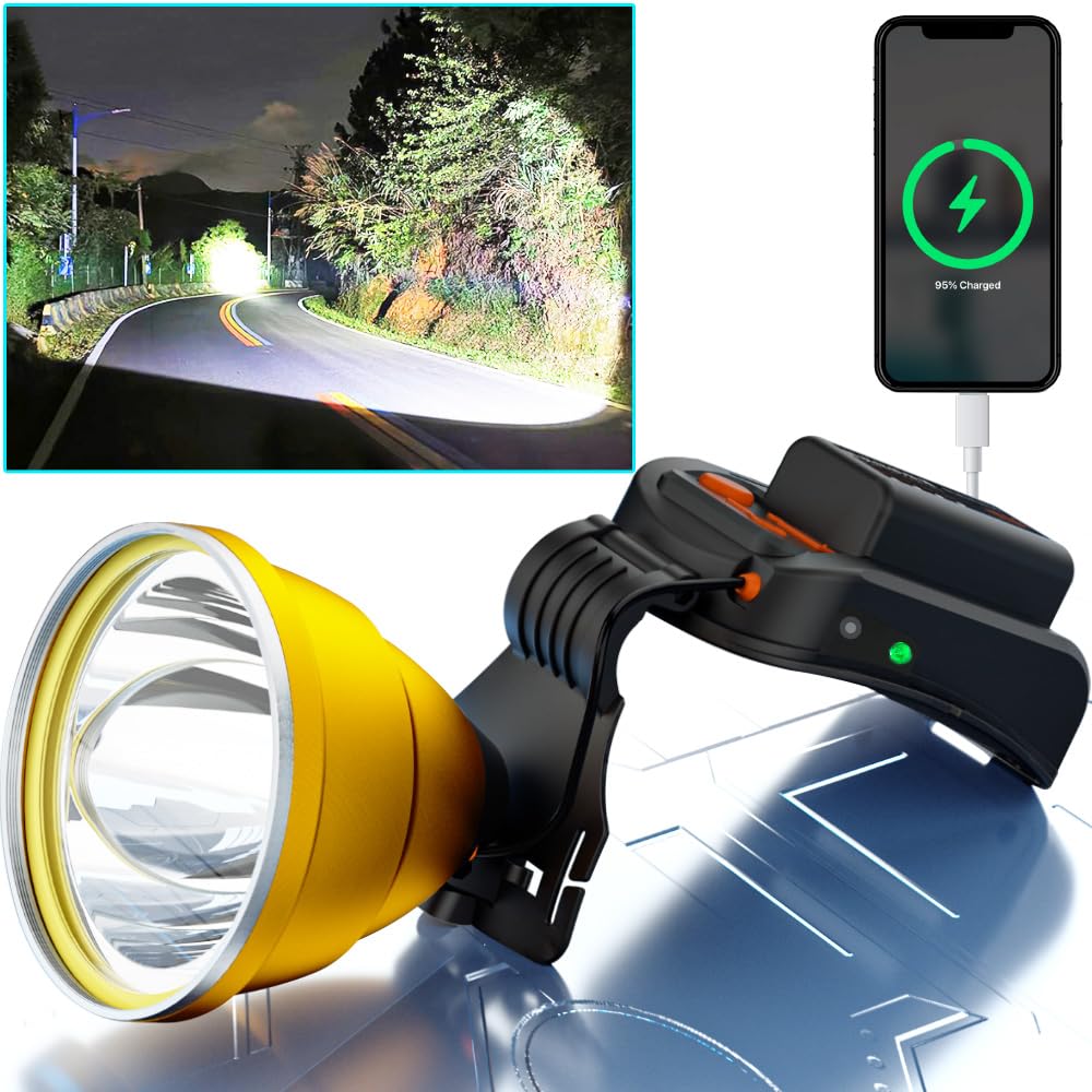LBJD Headlamps for Adults Rechargeable LED Hunting Headlamp Super Bright Head Lamps, Charge for Phones, for Power Outages, Hurri