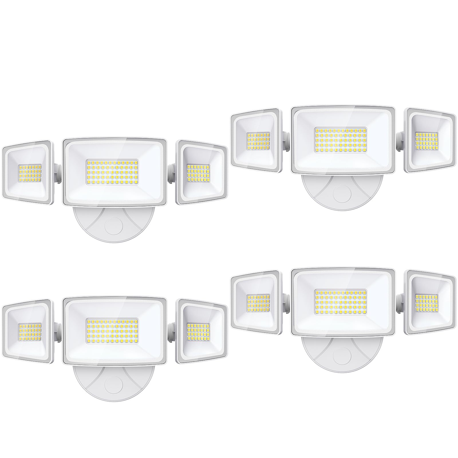 Onforu 60W Outdoor Flood Lights, 6000LM Brightness, 3 Adjustable Heads, IP65 Waterproof, Wall Mount, White, Model BDB60-3