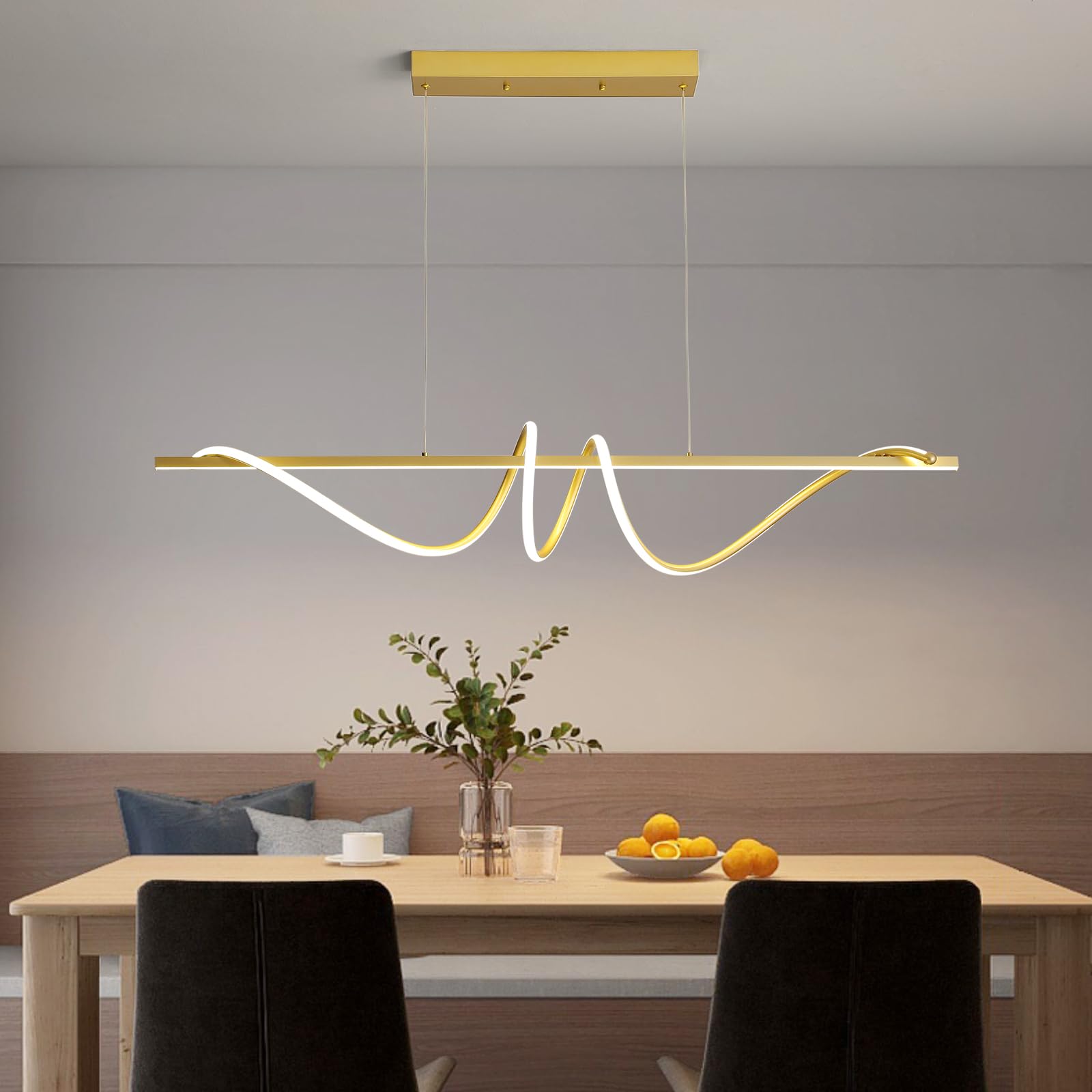 Matven Modern Chandelier Dimmable LED Pendant Light 39IN Acrylic Black