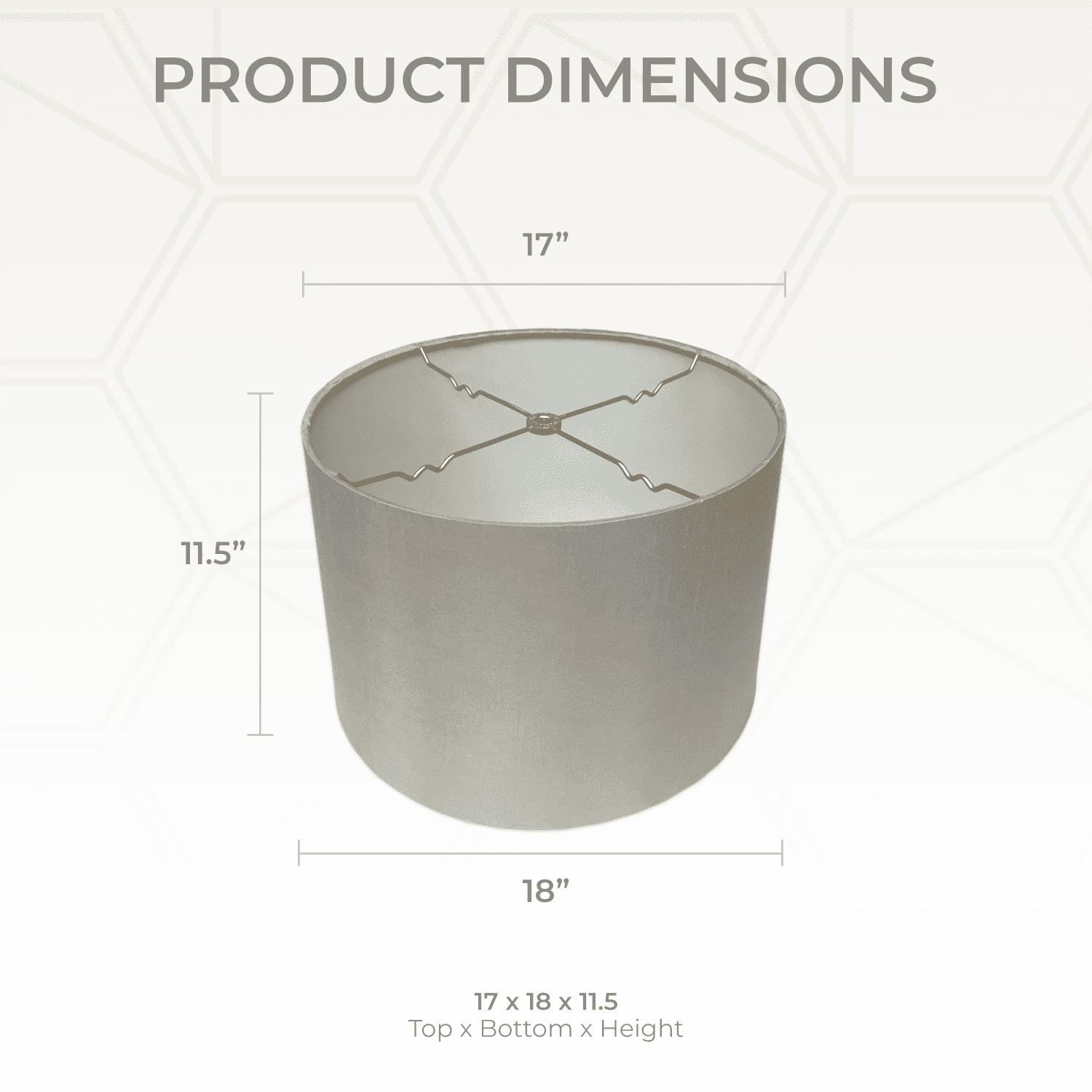 Royal Designs, Inc. Hardback Lamp Shade, Shallow Drum, 17 x 18 x 11.5 inches, Gray, Model HB-610-18GR