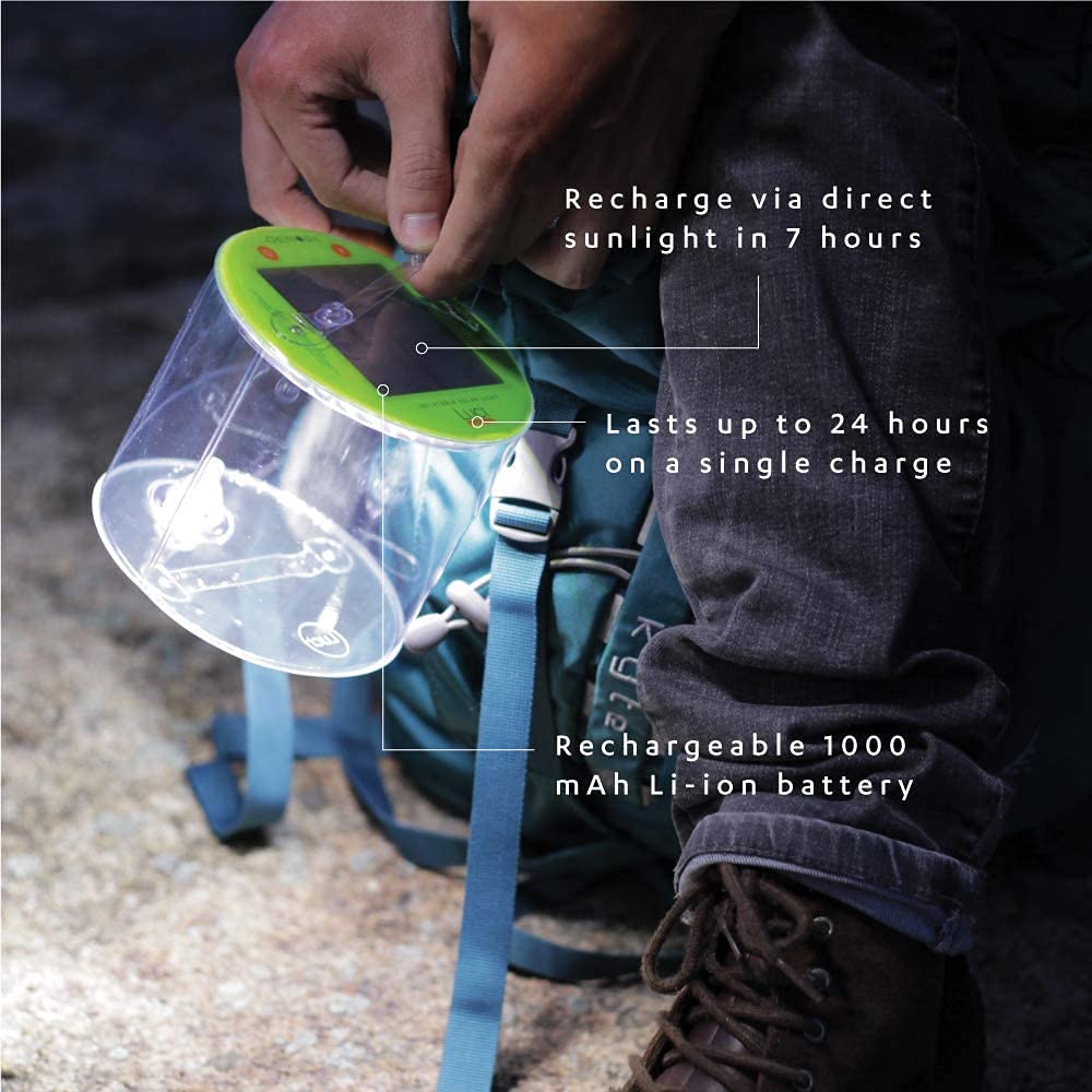 MPOWERD Luci Outdoor 2.0: Solar Inflatable Lantern Rechargeable via Solar or USB-C, 75 Lumens, Clear Finish + Cool LEDs, Lasts U
