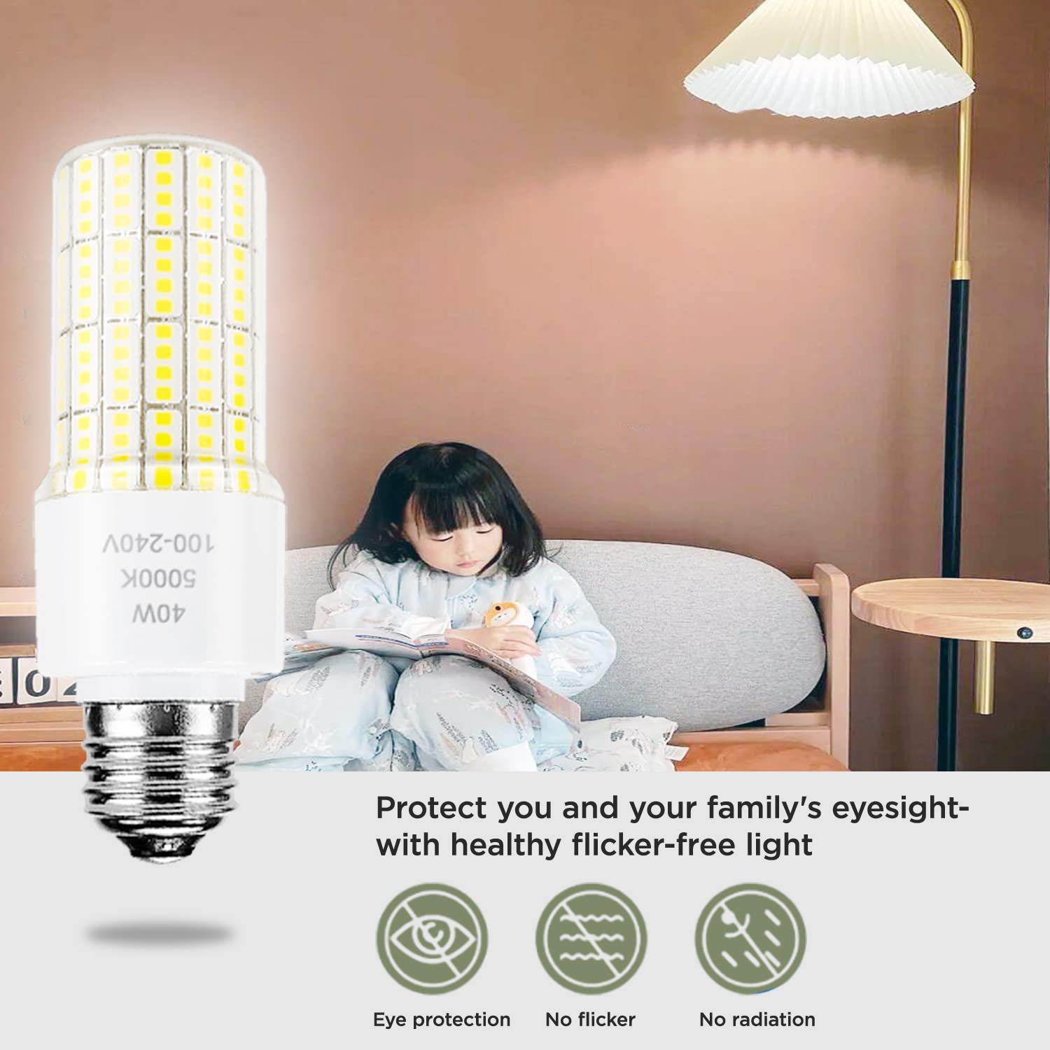 Ca New Sunshine 2 Pack 40W Led Light Bulb(300W Equivalent) 5000 Lumens 5000K Daylight White Led Bulbs E26/E27 Medium Base For In