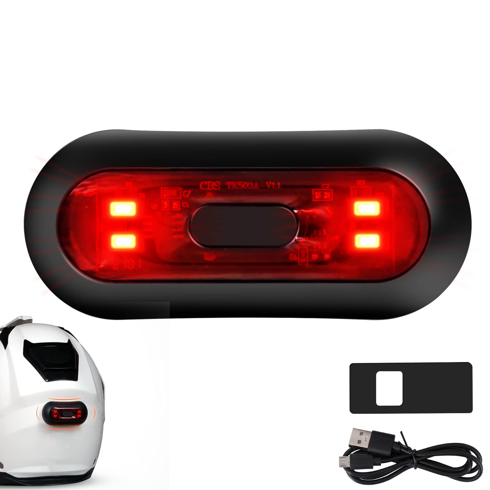 JIAN BOLAND Bike Helmet Light, Motorcycle Helmet Brake Light/Bike Bicycle LED Safety Warning helmet Lights for Night Riding, Rec
