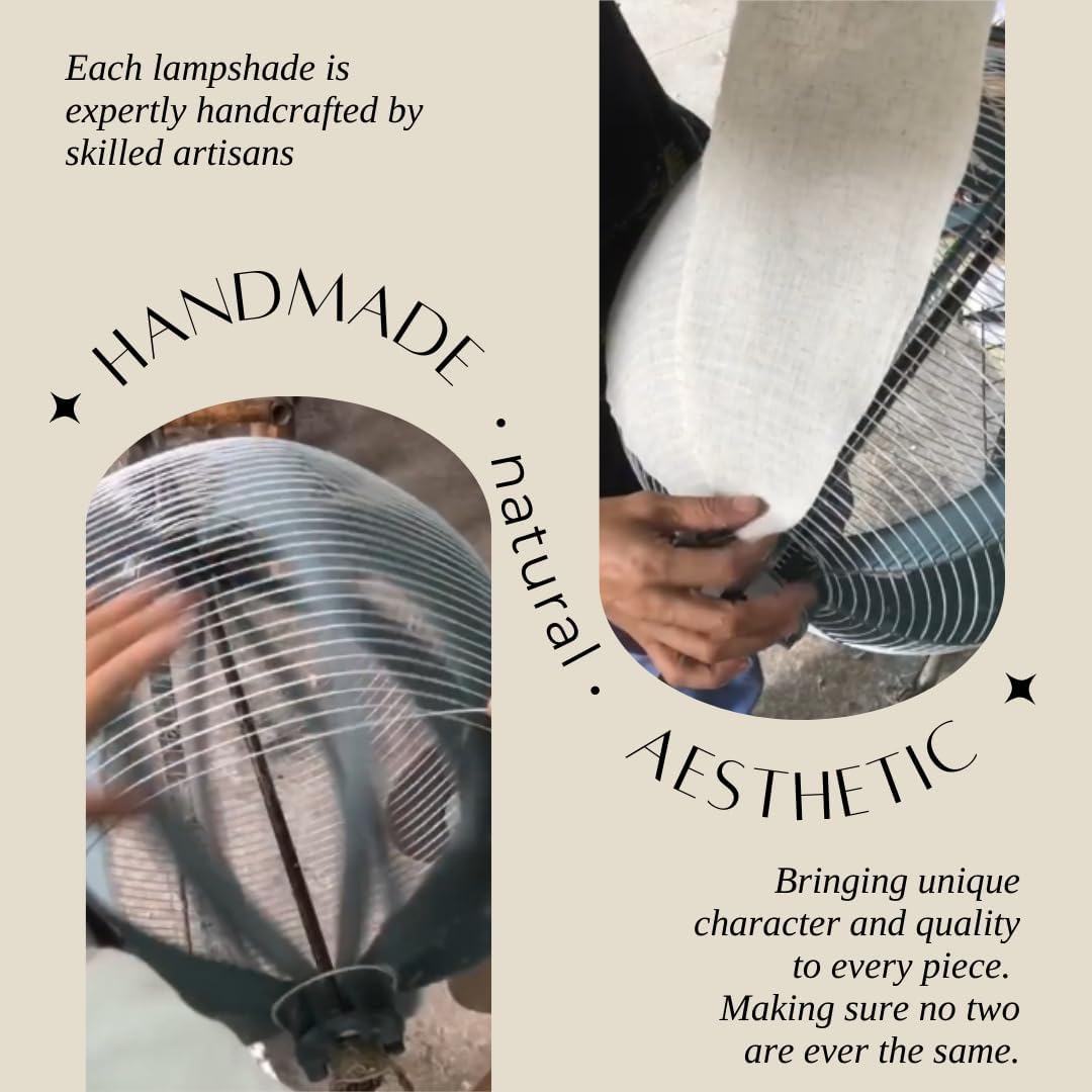 Nogy Large Off-White Paper Pendant Lamp - 15'' X 56'' - Modern Japandi Boho Living Room Pendant Light - 3 Bulbs (3000K) - Touch