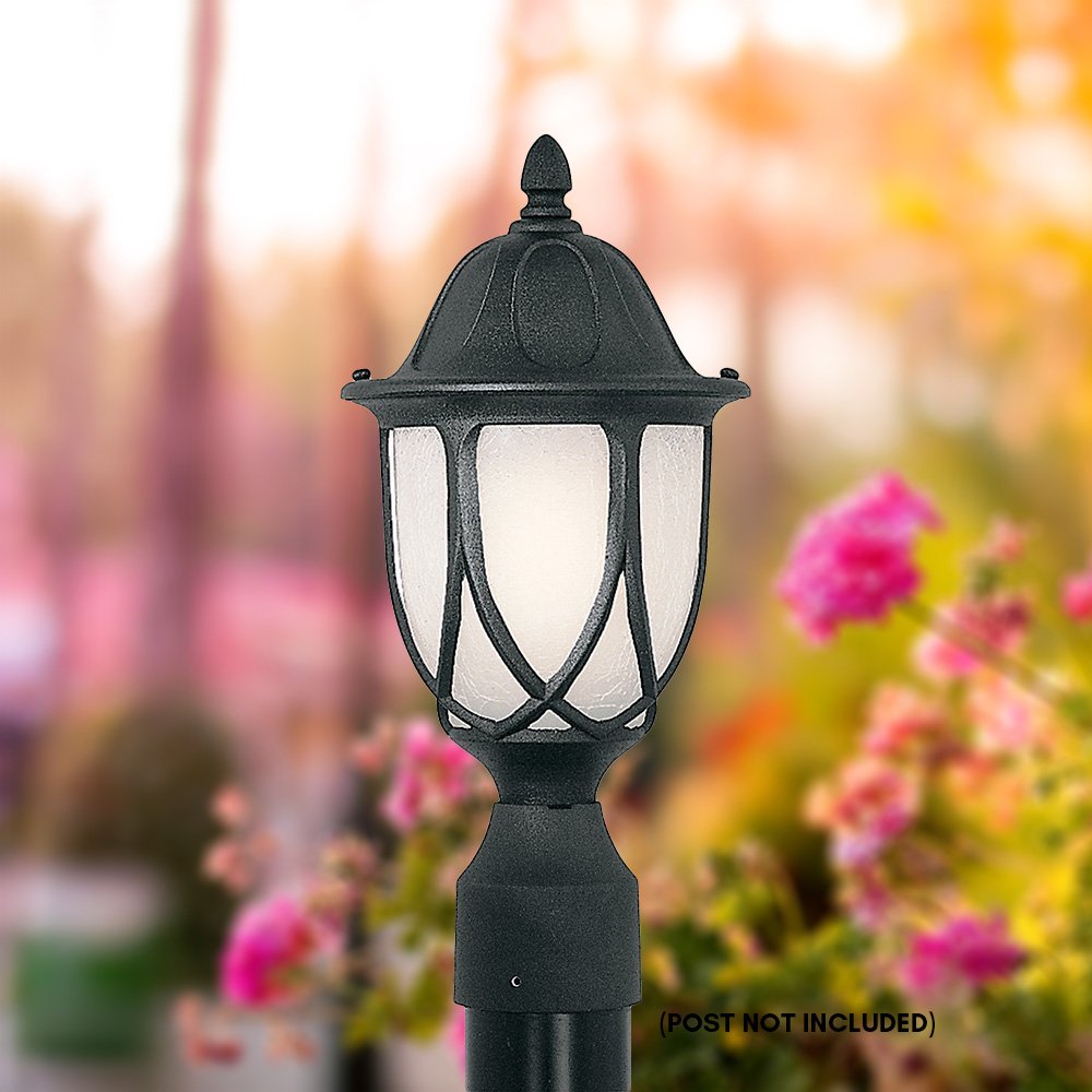 Designers Fountain Capella Outdoor Post Lantern Light, 19.25in H, Black, Aluminum, Model 2866-BK