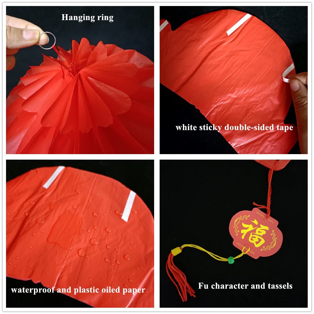 Kymy 20Pcs Chinese Red Paper Lanterns,Red Hanging Round Decorative Chinese Paper Lanterns For Chinese Lunar Dragon New Year,Spri