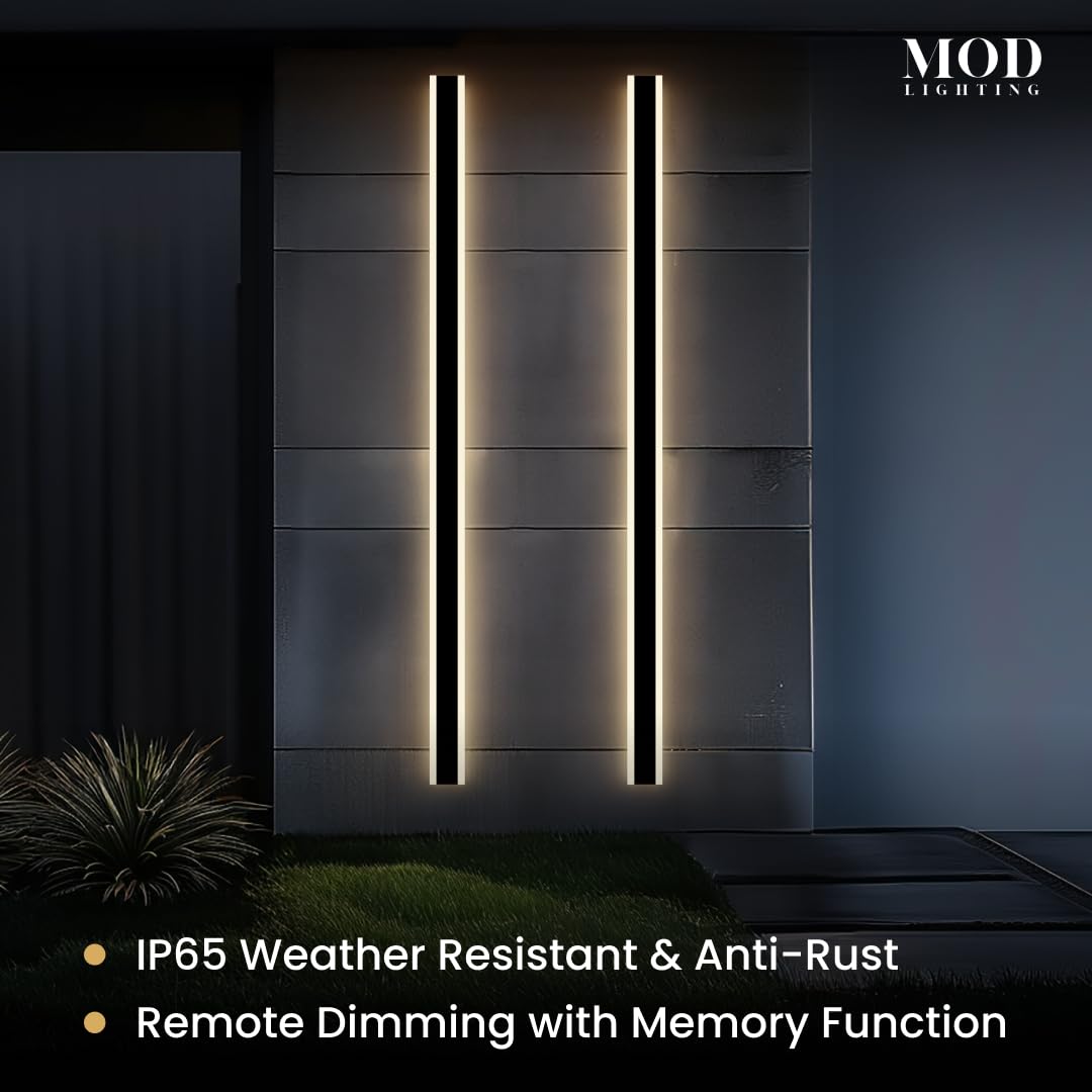 ?????? ???????????????? Haylen | Waterproof Outdoor Wall Light  Led Dimmable With Remote 3000K-6000K  Long Outdoor Porch Lights  Wired Lighting Fixture  Patio Exterior Wall Sconce  2-Pack (Black  79)