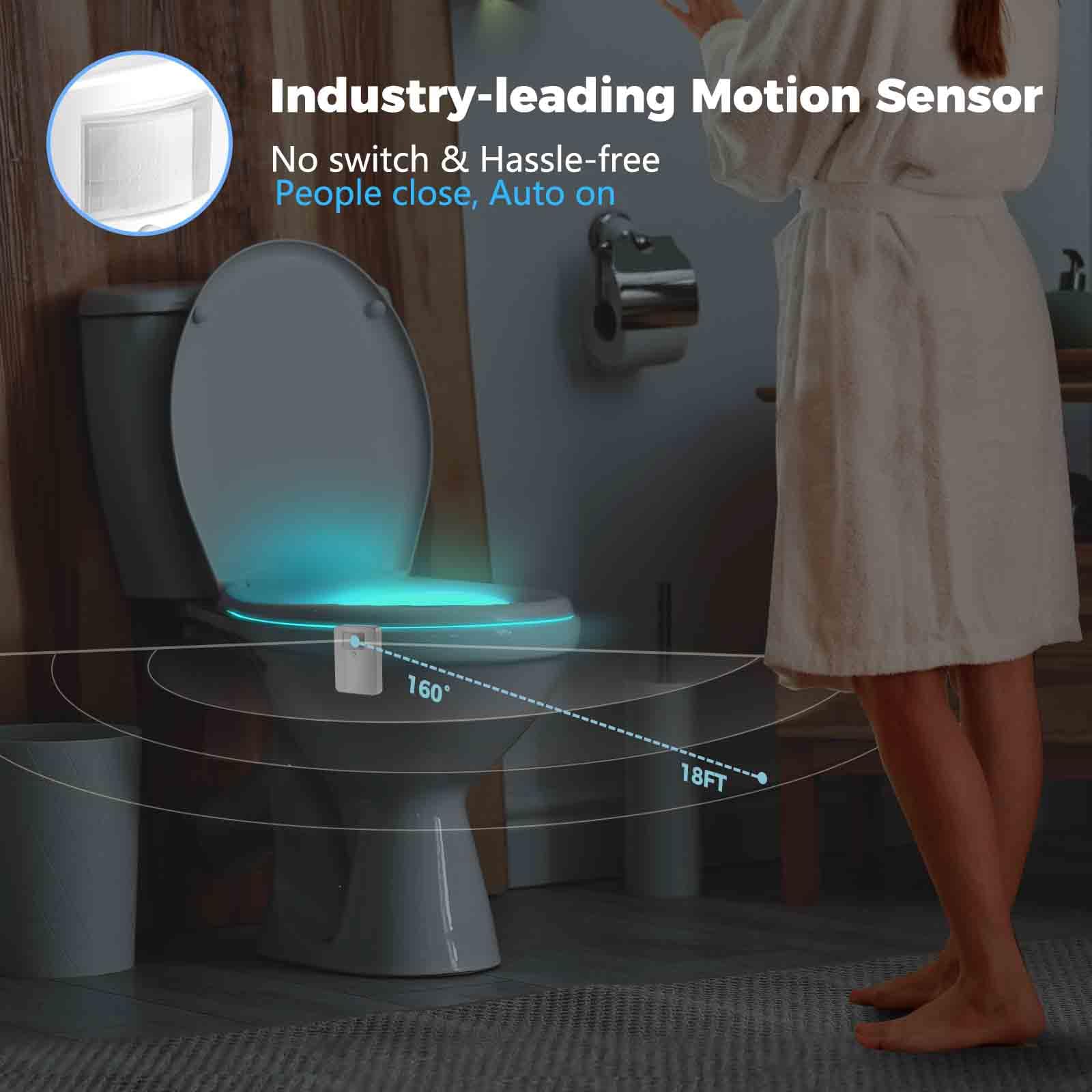 Aomofun Toilet Night Light [2 Pack], Motion Sensor Activated Bathroom Led Bowl Nightlight - Cool Gadget For Home Decor & Stockin
