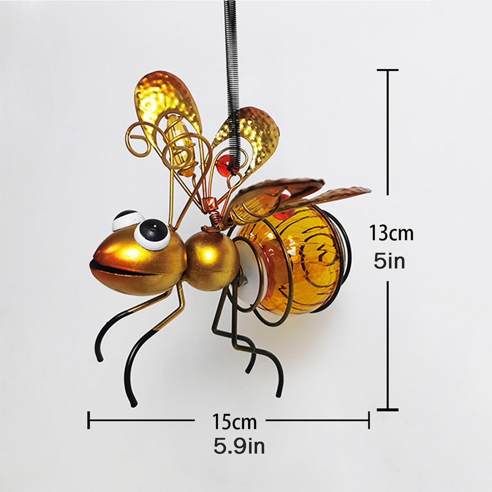 Honeybee Solar Lantern Garden Decor, Led Hanging Solar Dragonfly Decoration, Patio Yard Butterfly Sculptures, For Outdoor Bug Decorations, Waterproof And Aesthetically Pleasing ( Color : Yellow )