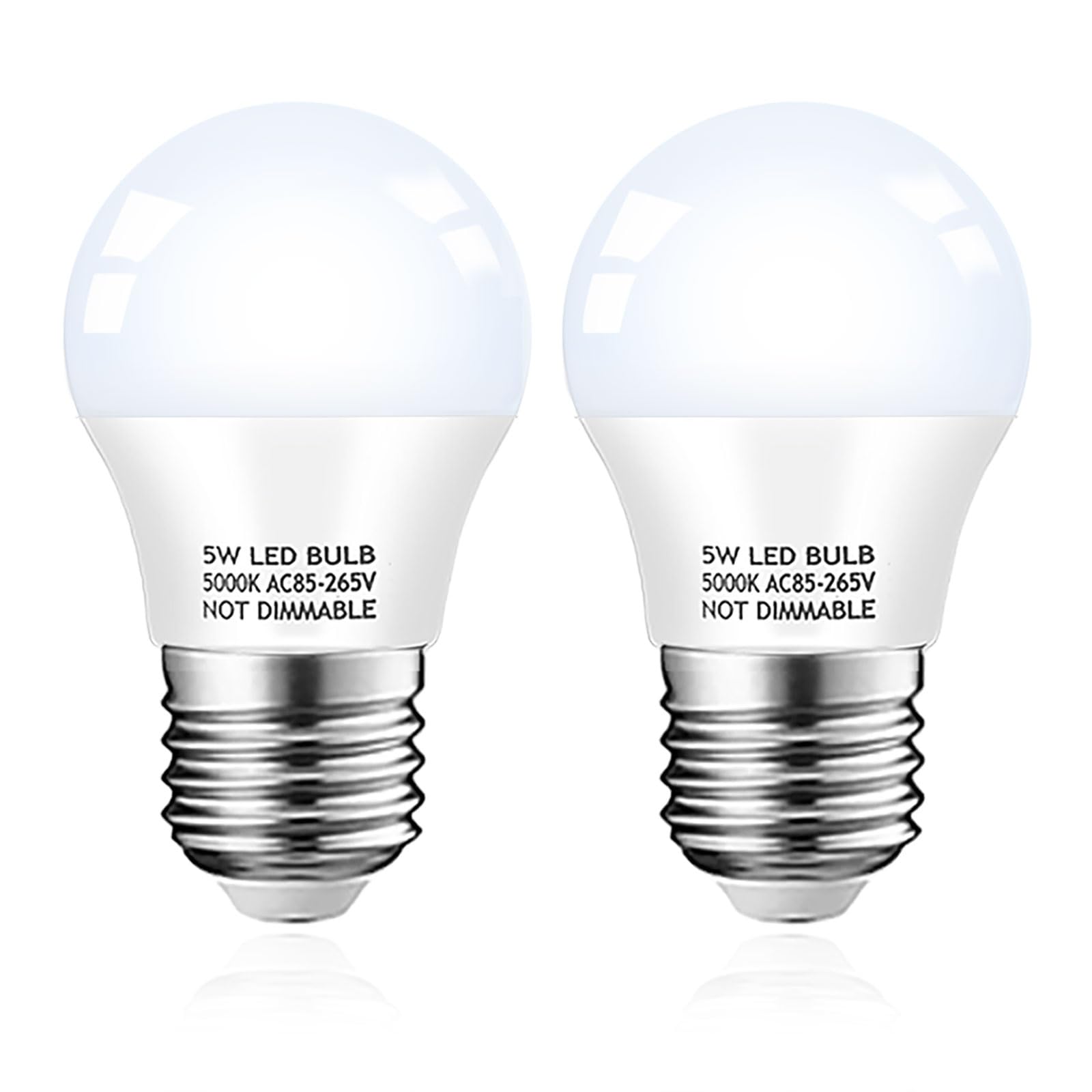 Kqhben Refrigerator Light Bulb, 40W Equivalent, 5W Daylight White 5000K E26 Base Non-Dimmable, Waterproof Led A15 Appliance Bulb