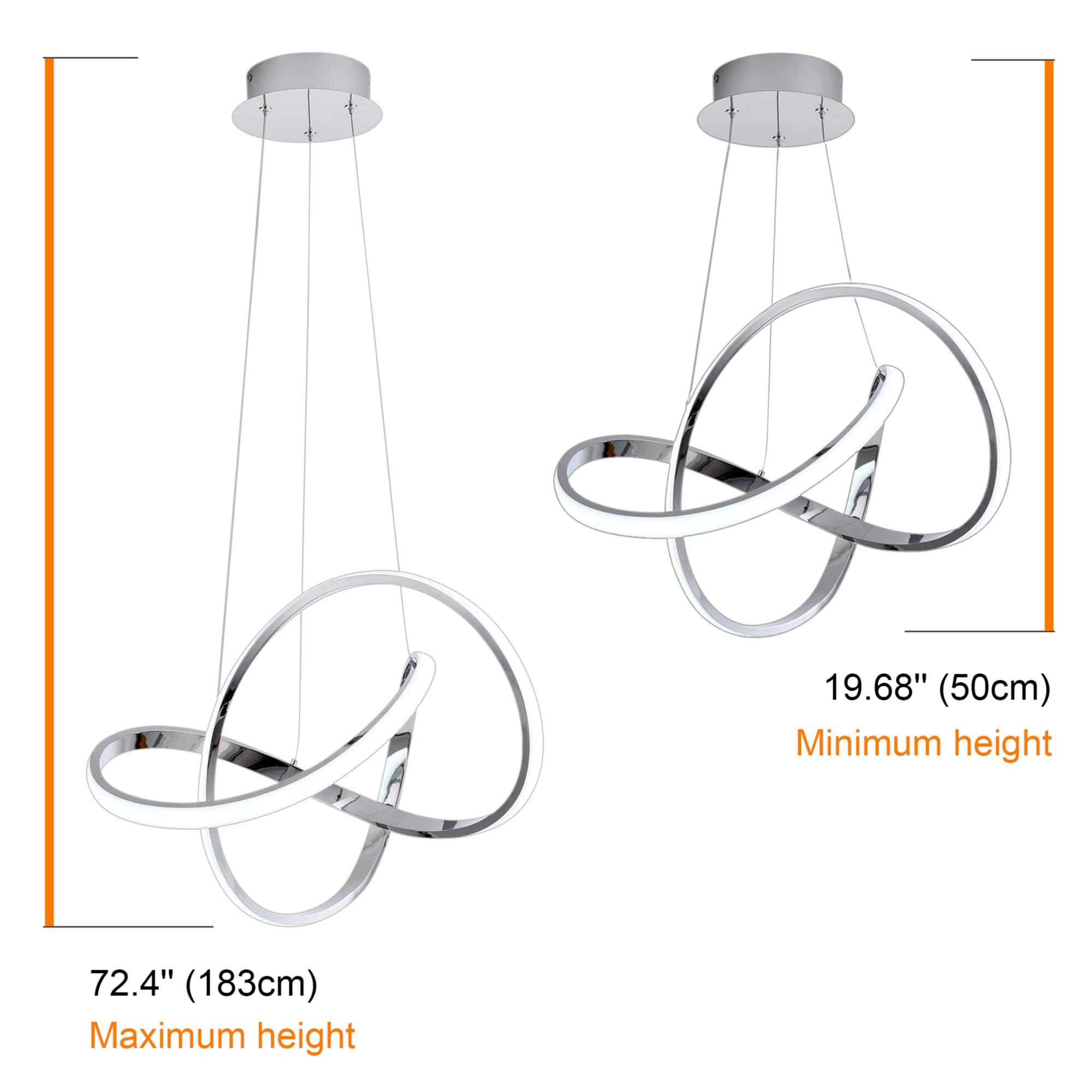 Mayna Led Pendant Light With Irregular Ring Lights,Modern Led Chandelier, Dimmable Contemporary Ceiling Light Fixture For Dining Room Bedroom Kitchen Island Cafe, 6000K White