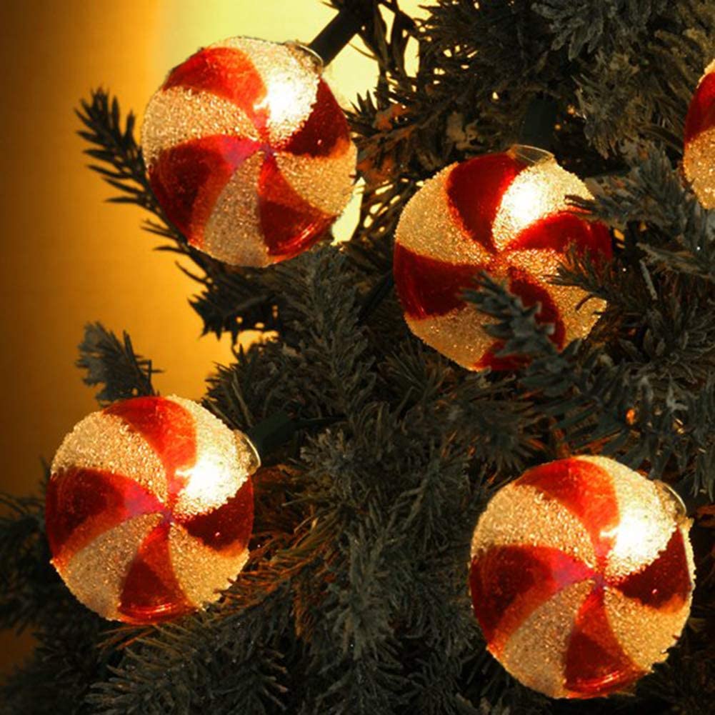 Romasaty Candy String Lights, 8.5FT Insulated Copper Wire, 10 Bulbs, Sugar Peppermints for Indoor & Outdoor Christmas Decoration