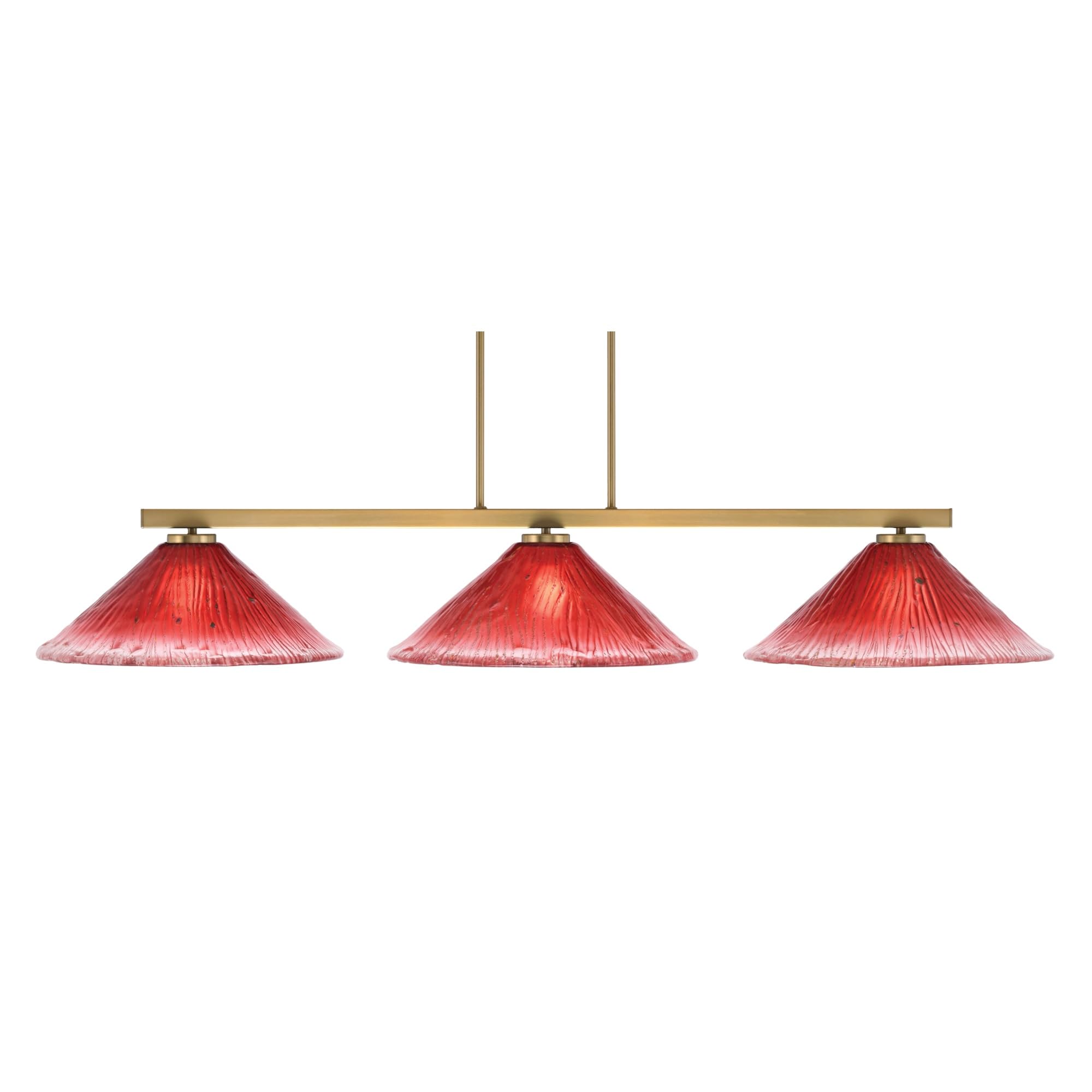 Toltec Lighting Atlas 3 Light Bar - New Age Brass Finish, 16in Raspberry Crystal Glass