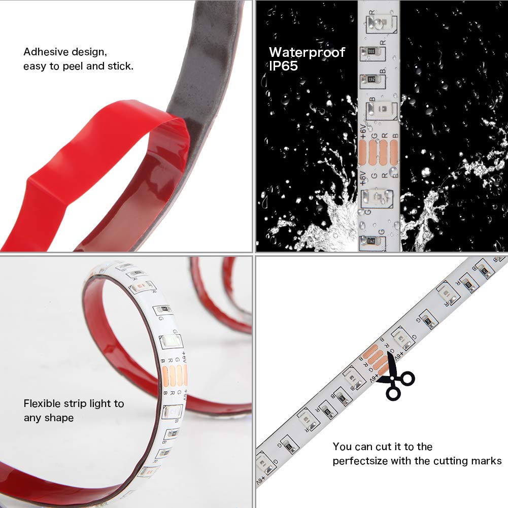 G GEEKEEP White LED Strip Lights, Waterproof, Battery Powered, 6.56ft/2m, Model GK-WRL1201