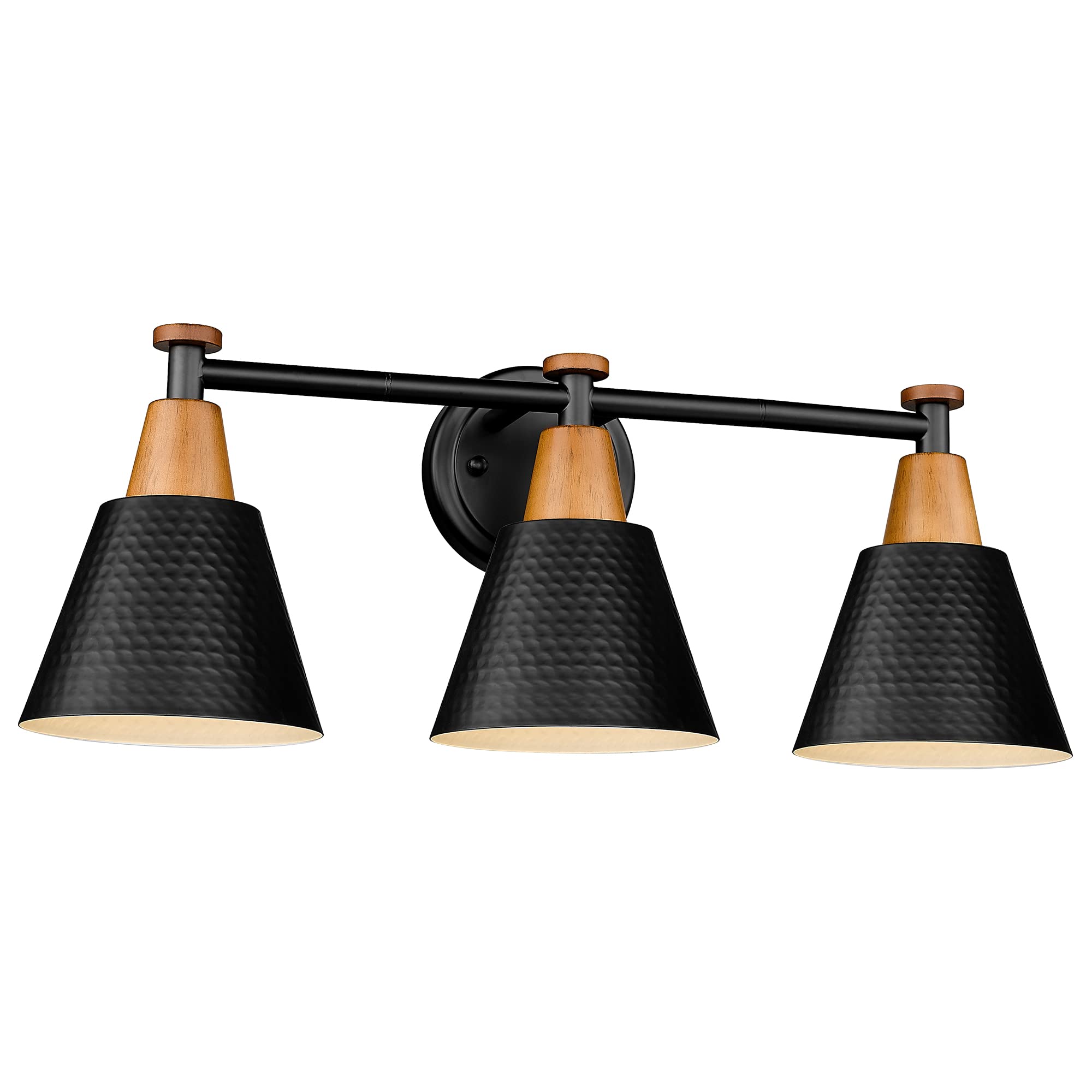 FEMILA 3-Light Black Bathroom Vanity Light Fixtures with Hammered Metal Shade