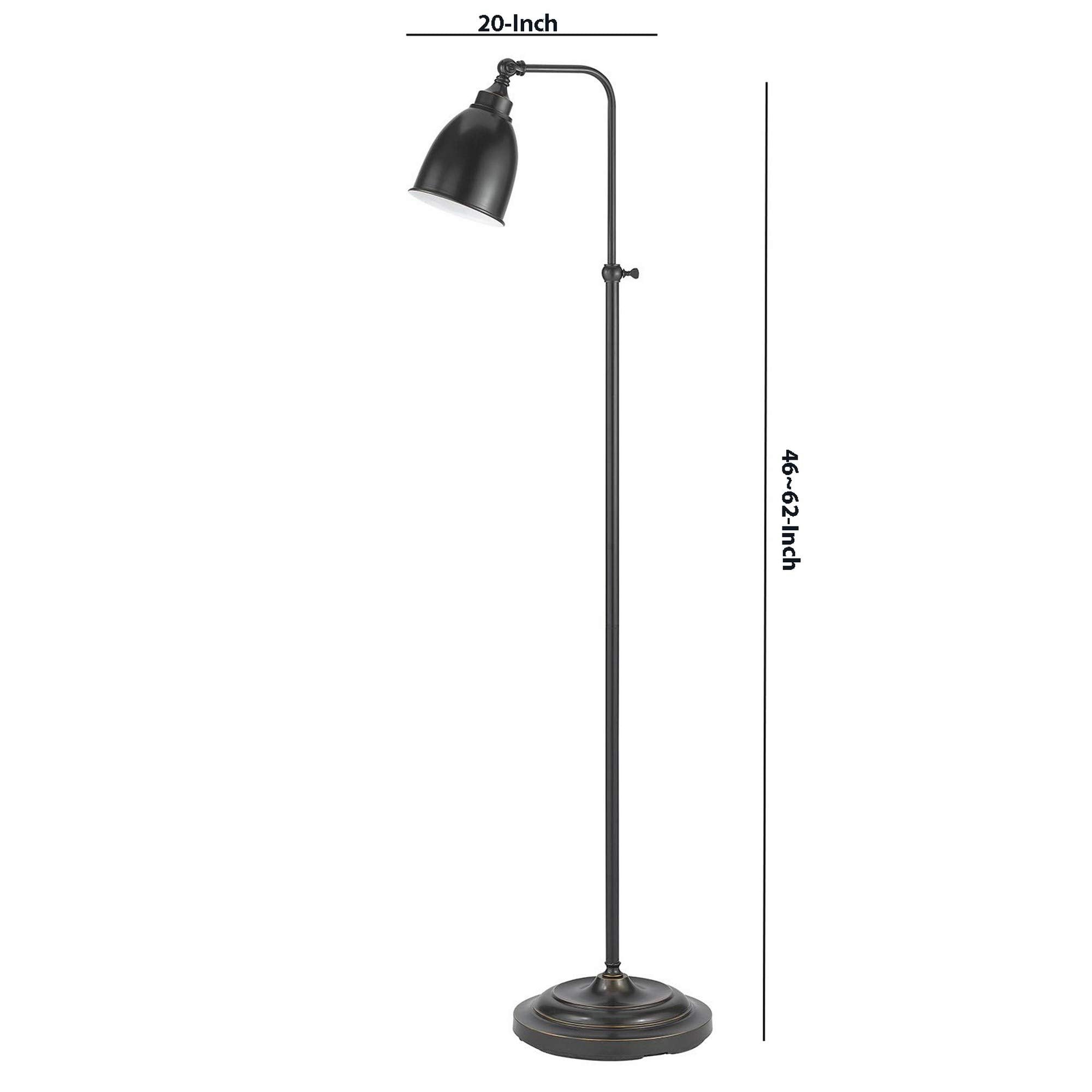 Benjara Metal Round 62" Floor Lamp With Adjustable Pole, Dark Bronze