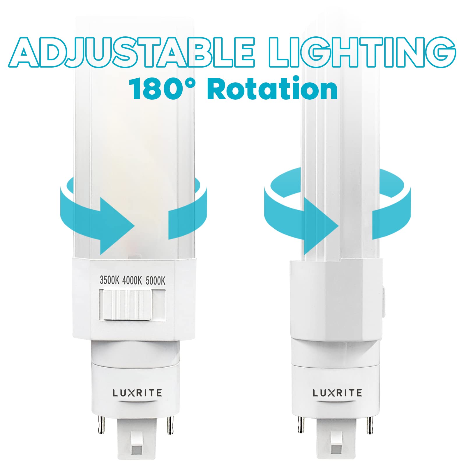 LUXRITE 11W Horizontal PL LED Bulb, 1450 Lumens, Ballast Bypass, 3 Color Selectable (3500K-5000K), G24D