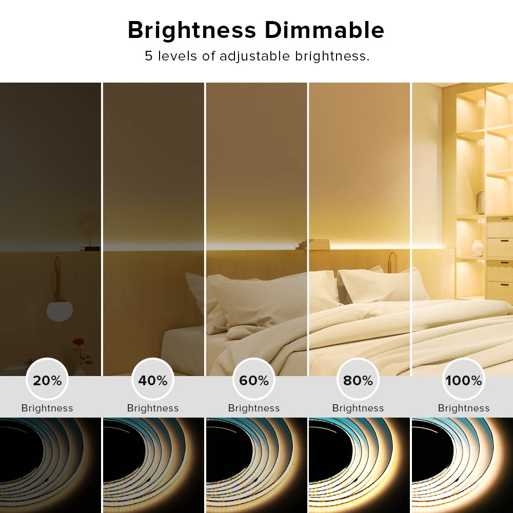 BTF-LIGHTING LED Strip Lights, Warm White, 3.28FT, USB Powered, Dimmable, 320 LEDs, Flexible FPCB for Home Decoration