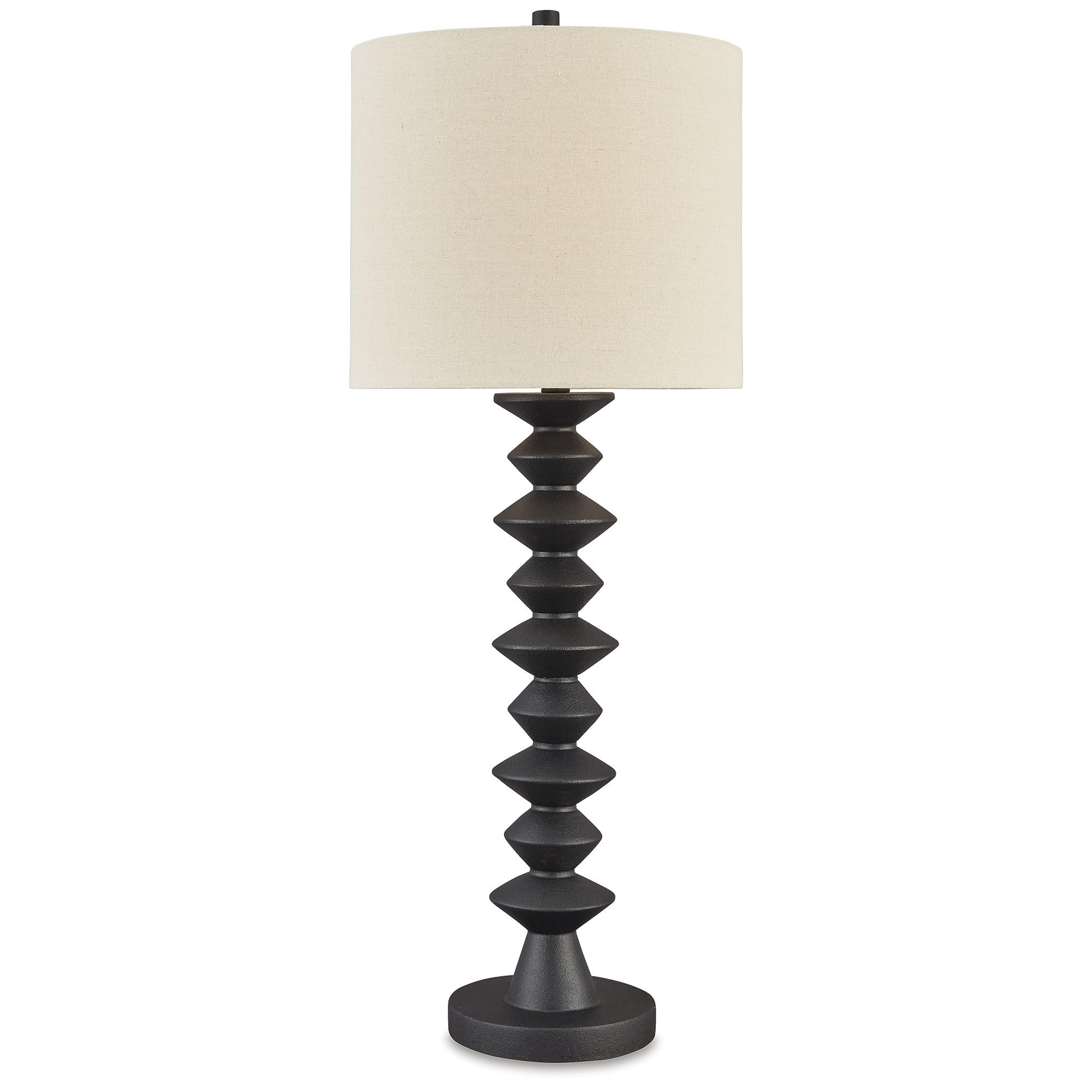 Signature Design by Ashley Luanndon Modern Polyresin Buffet Lamp with 3-Way Switch, Black & Beige