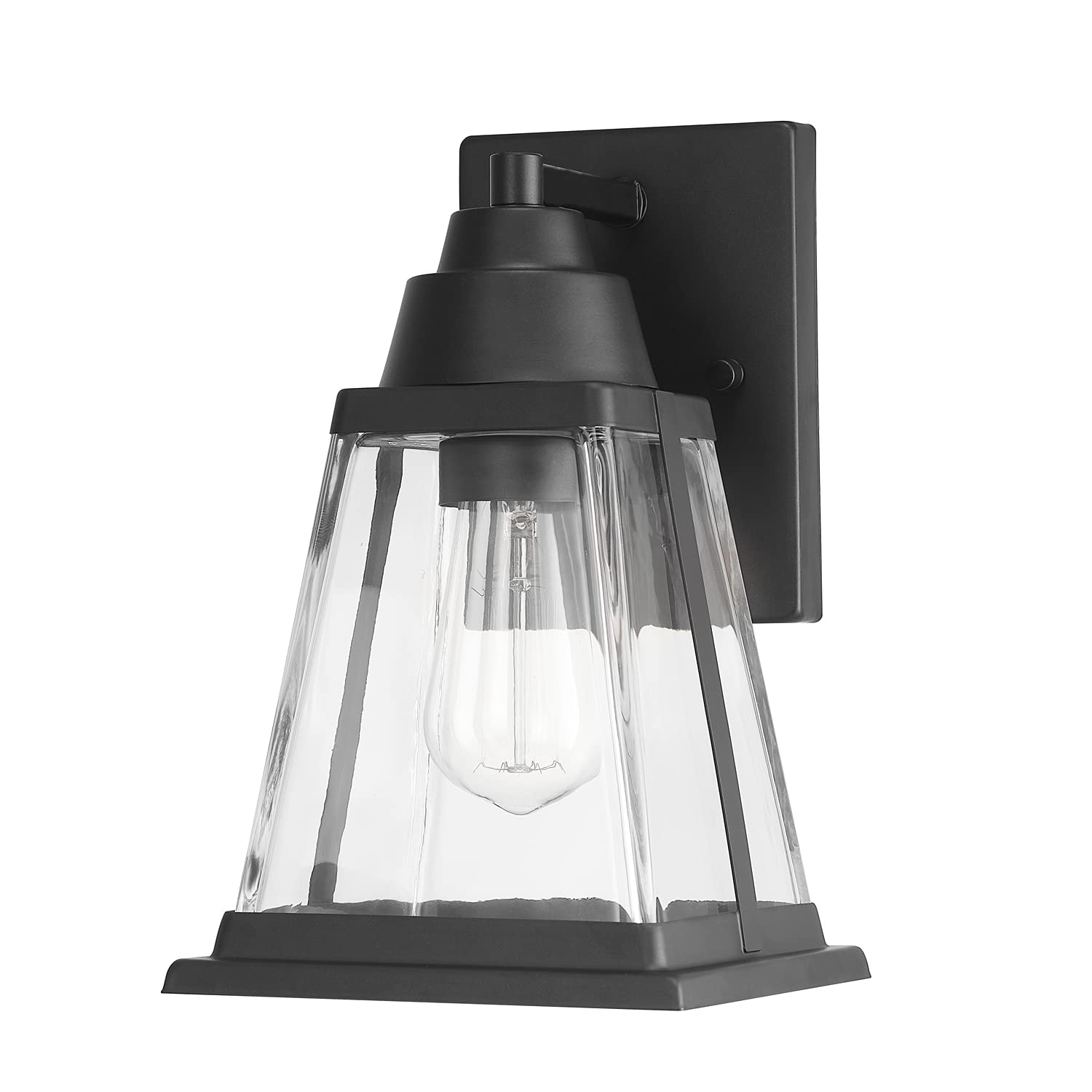 Globe Electric 44697 Merle 1-Light Outdoor Wall Sconce, Bronze, Clear Glass Shade, Brown, Bulb Not Included