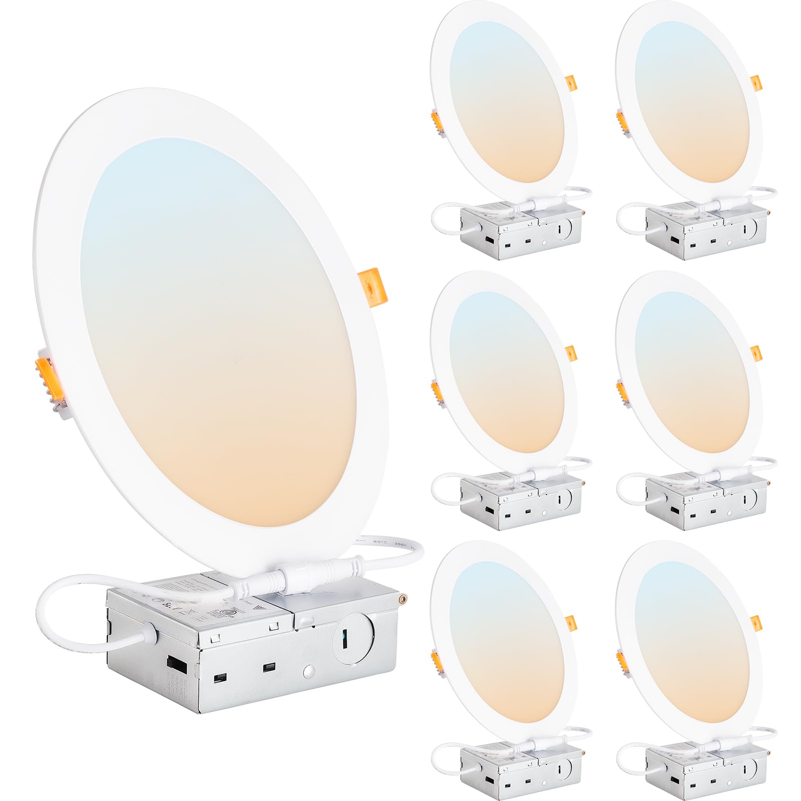 Dllt Led Recessed Ceiling Light: 6 Pack 8 Inch Slim Recessed Lighting For Kitchen - 5Cct Dimmable Canless Wafer Downlight For Living Room - 1800Lm Brightness 18W Led Can Lights For Bedroom Etl Fcc