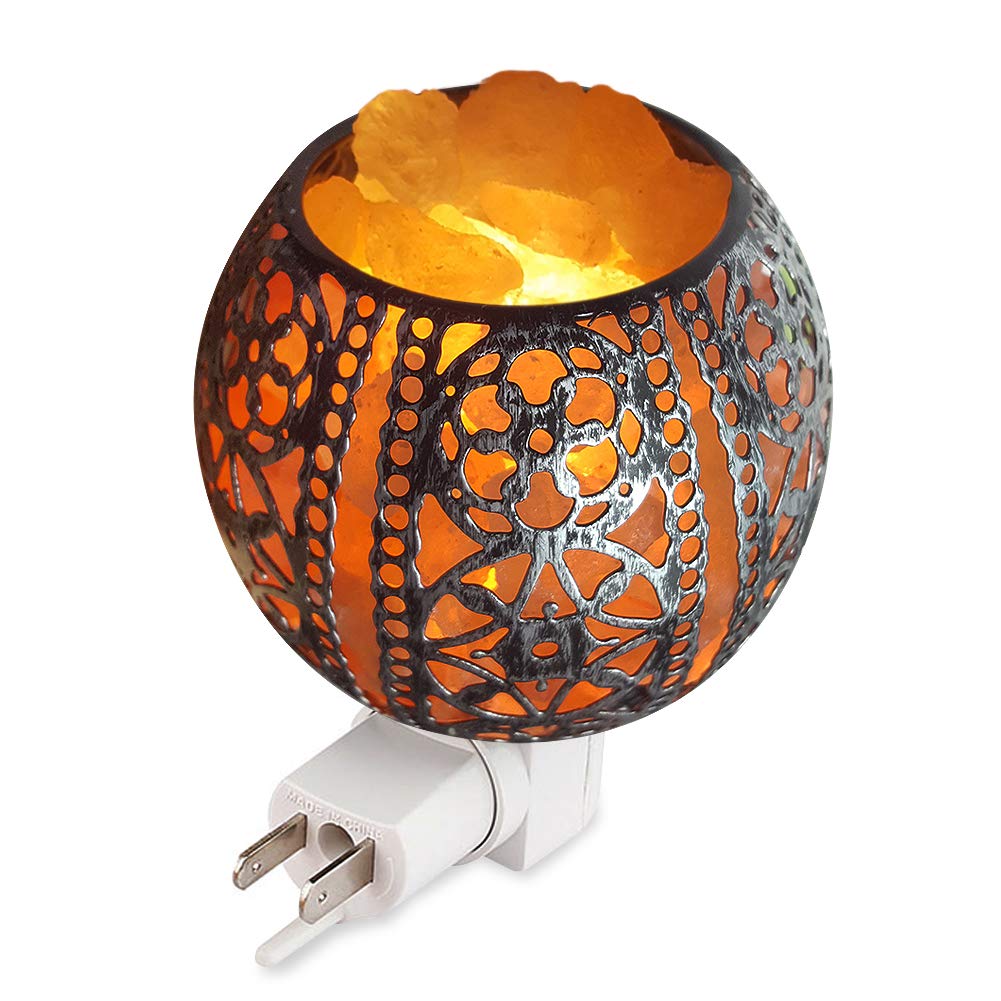 Imy King Salt Night Light,Natural Wall Light Salt Lamp With 2 Bulbs, Himalayan Rocks Salt Lamp With Spherical Metal Basket Gift