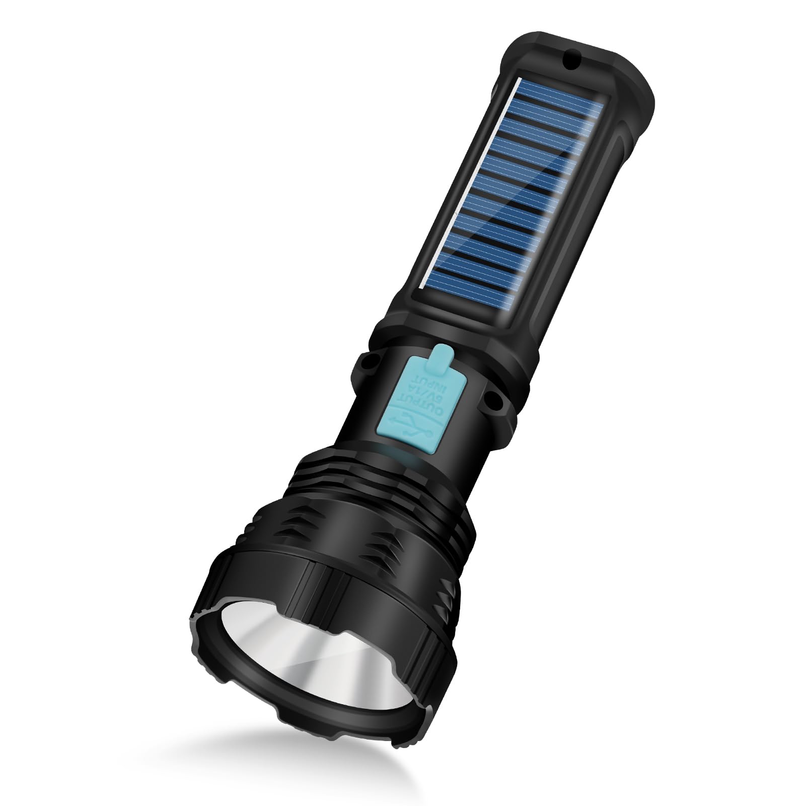 VOETIR Led Solar Flashlight, 1500 Lumens Led Solar Handheld Rechargeable Flashlights with IP65 Waterproof, 2000mAh Battery for S