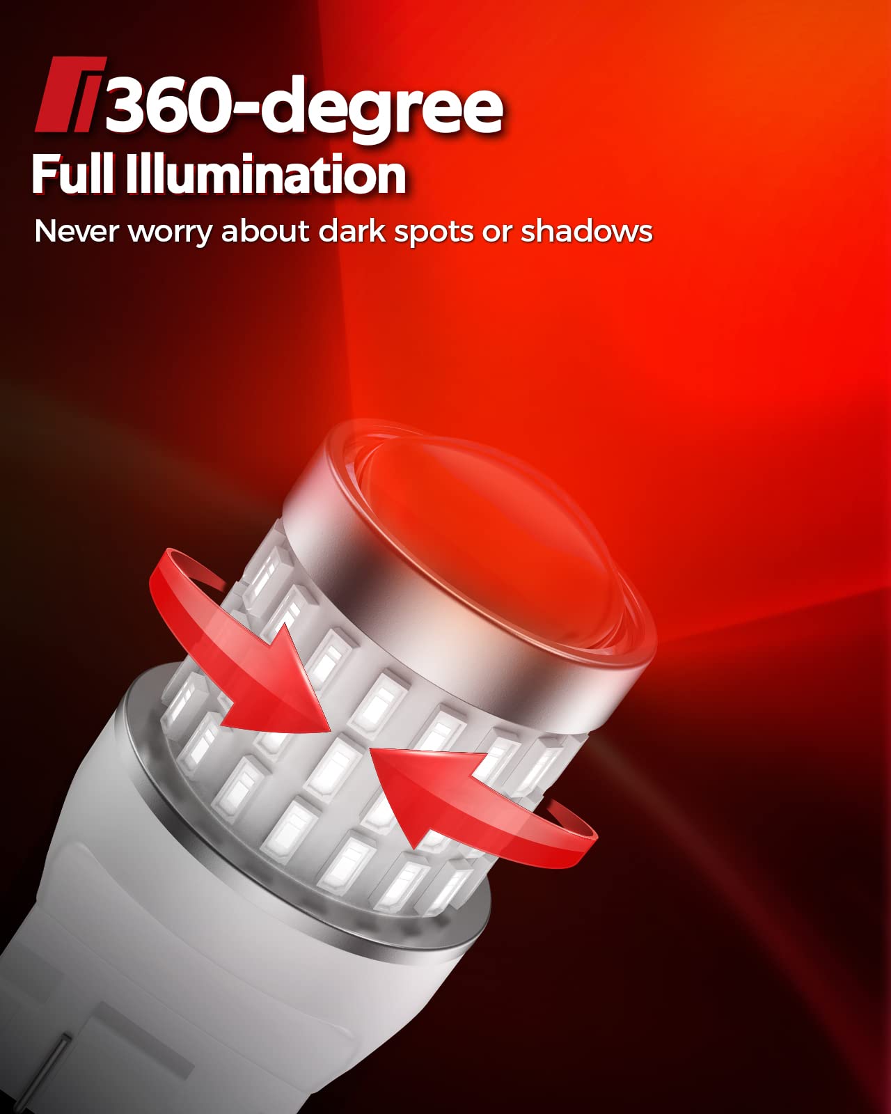 Torchbeam LED Bulbs - 7443/7440 Red Brake Lights, 3000LM Super Bright, CANBUS Free, T20 Replacement for Tail Parking Lights