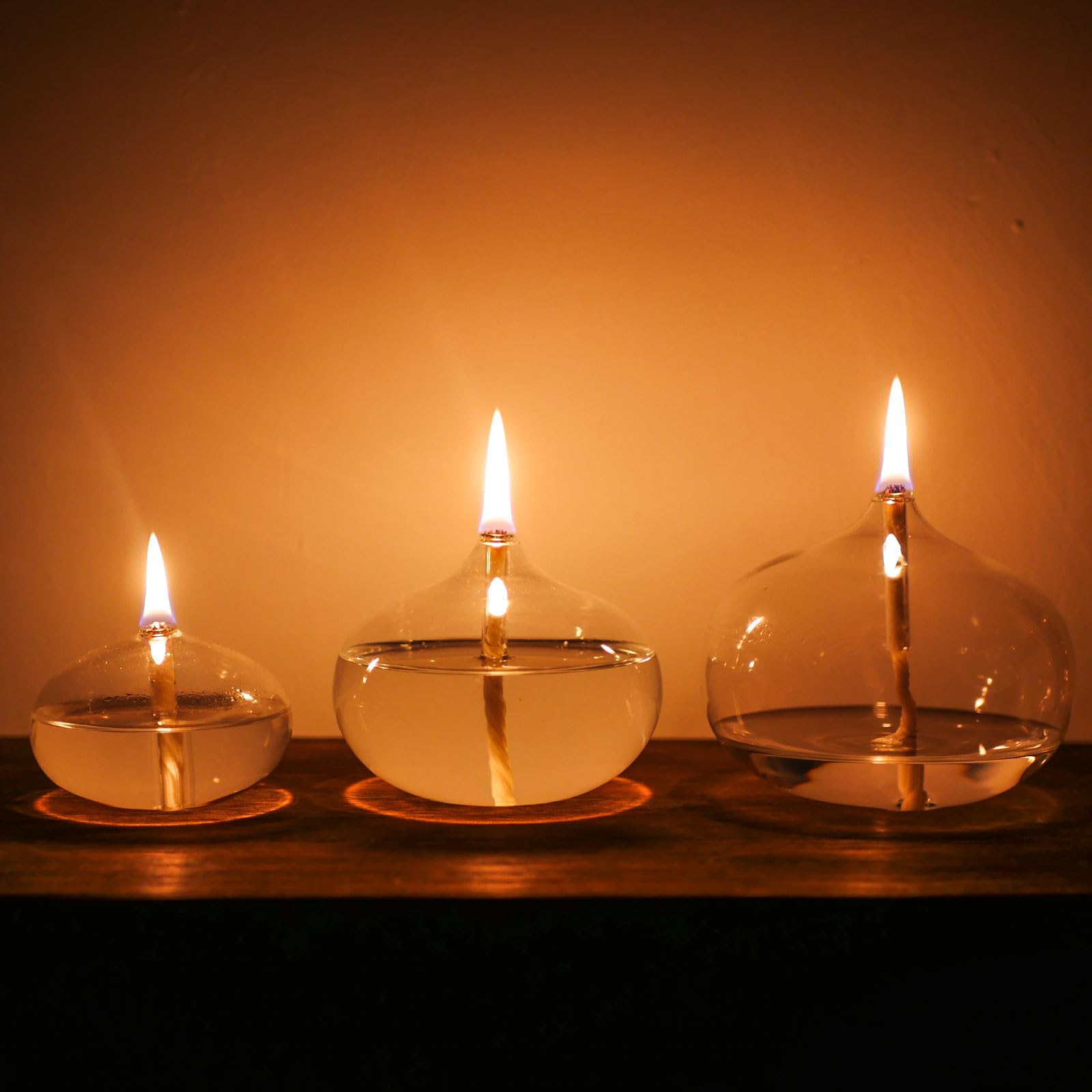 Gxfccyxt Oil Candles For Indoor Use Refillable Liquid Petite Oil Lamp - Sturdy Borosillicate Glass Oil Candle -S
