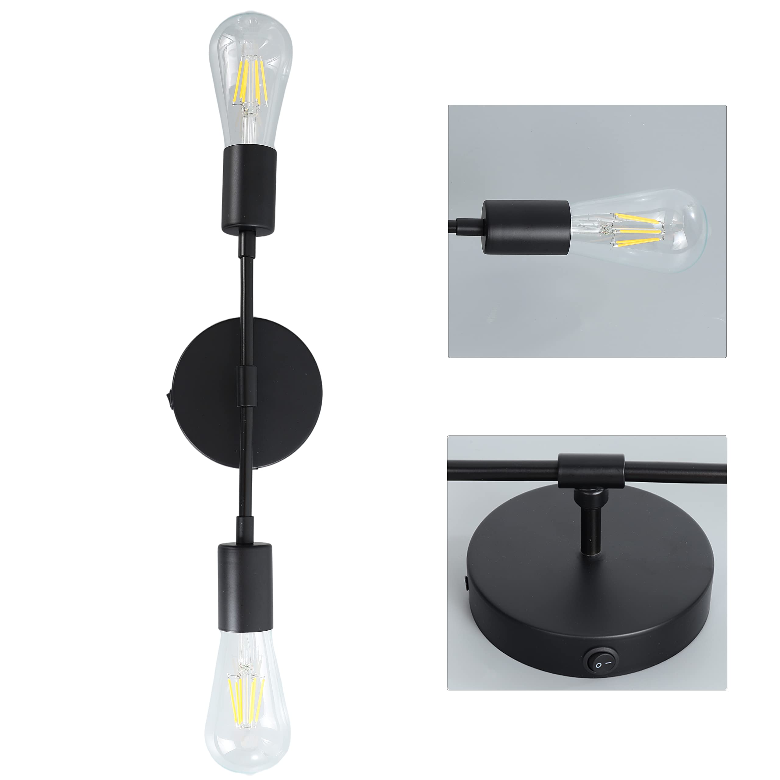 Maichis 12V Rv Wall Sconce Lighting With 2 Bulbs (Included), Semi-Flush Mount Rv Farmhouse Light With Switch, 12V Bathroom Vanity Light Fixture, 12Volts Interior Light For Rv Motorhome Camper