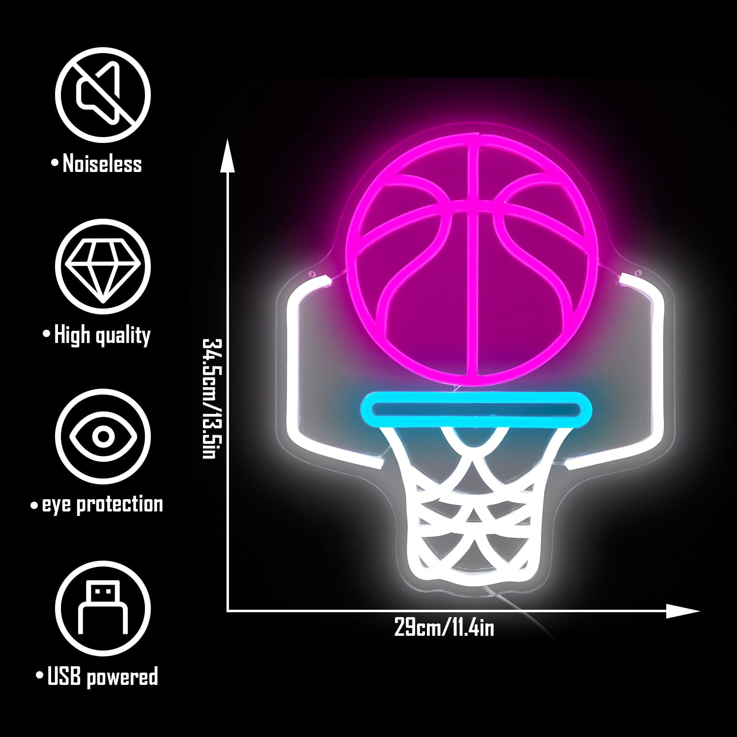 Basketball Hoop Neon Sign for Wall Decor Dimmable Neon Basketball Sign Basketball Neon Sign for Man Cave Basketball Led Sign Neo