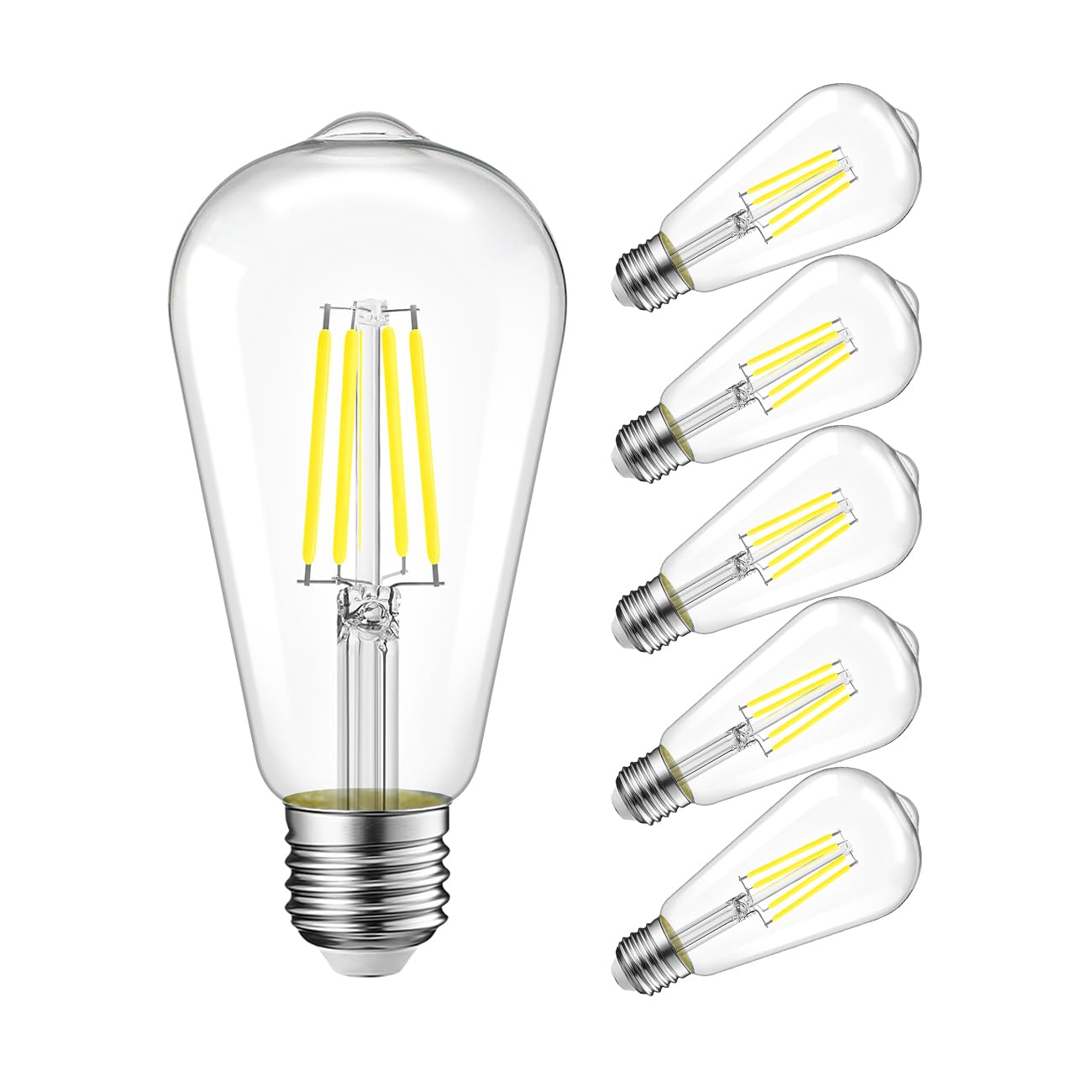 Lvwit St21 Led Edison Light Bulbs 5W(40W Equivalent) Dimmable 5000K Warm White Vintage Edison Light Bulb E26 Medium Base, Antiqu