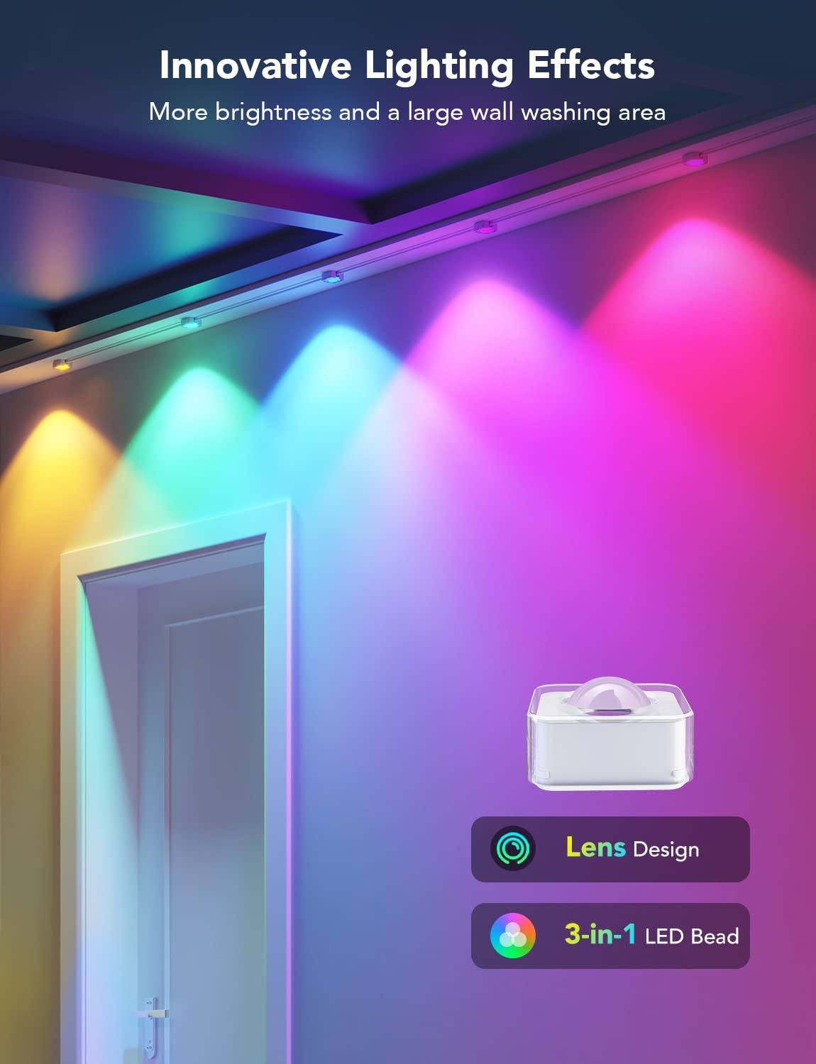 Govee Outdoor Smart RGBIC Lights, 150ft White LED, IP67 Waterproof, 75 Scene Modes, Model H705C