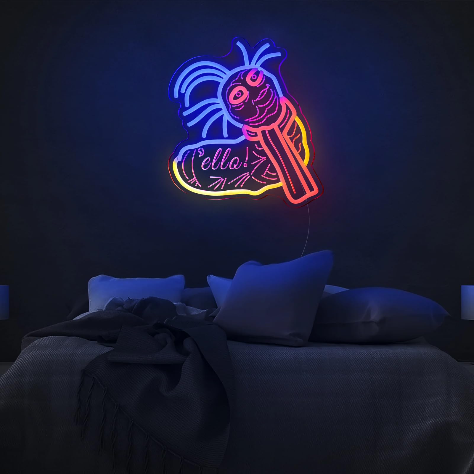 Fuendkf Ello Worm Neon Signs For Wall Decor Dimmable Labyrinth Worm Ne ...
