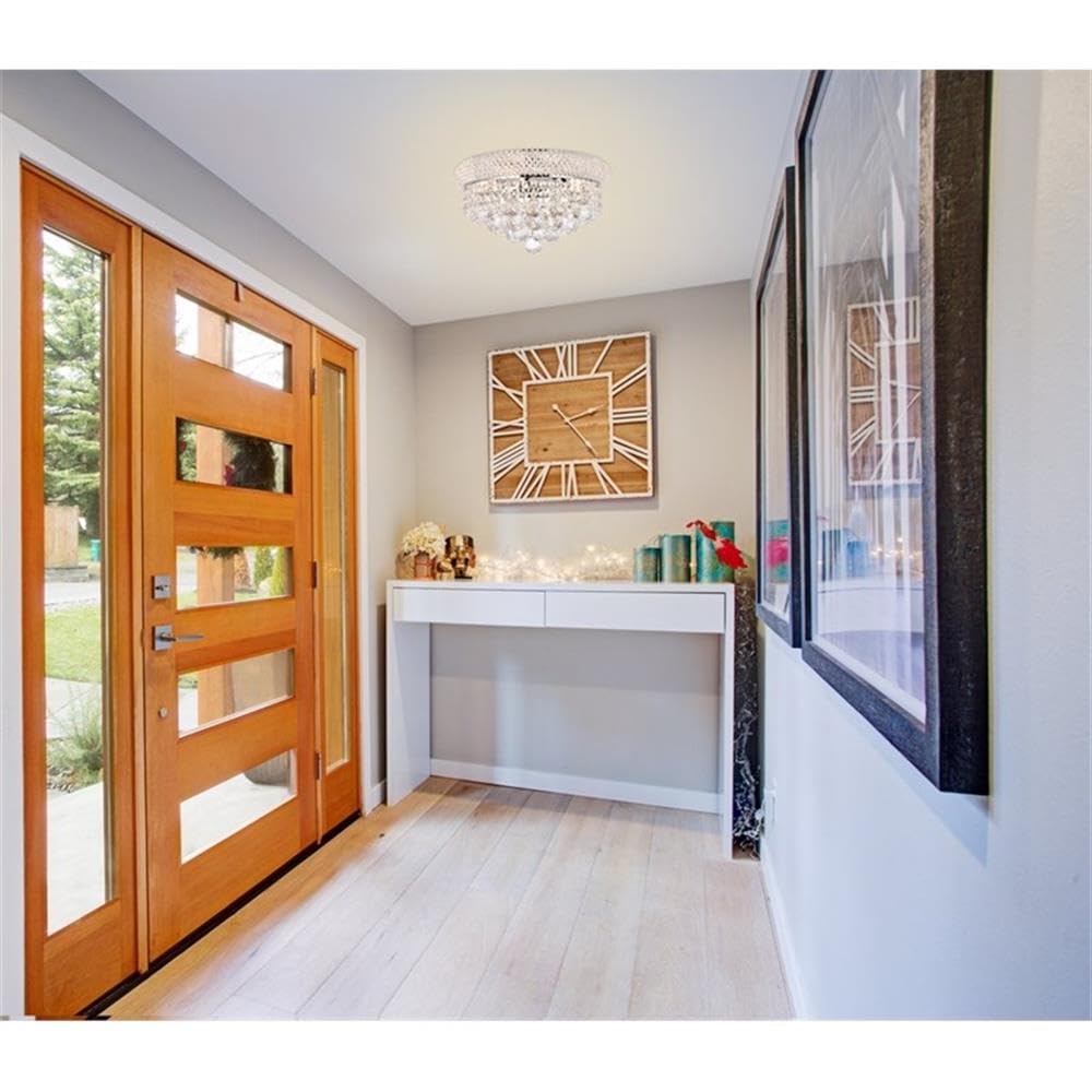 Elegant Lighting 6-Light Flush Mount - Chrome Finish, Royal Cut Crystals, 14 - Model 1800F14C/Rc, Multicolor