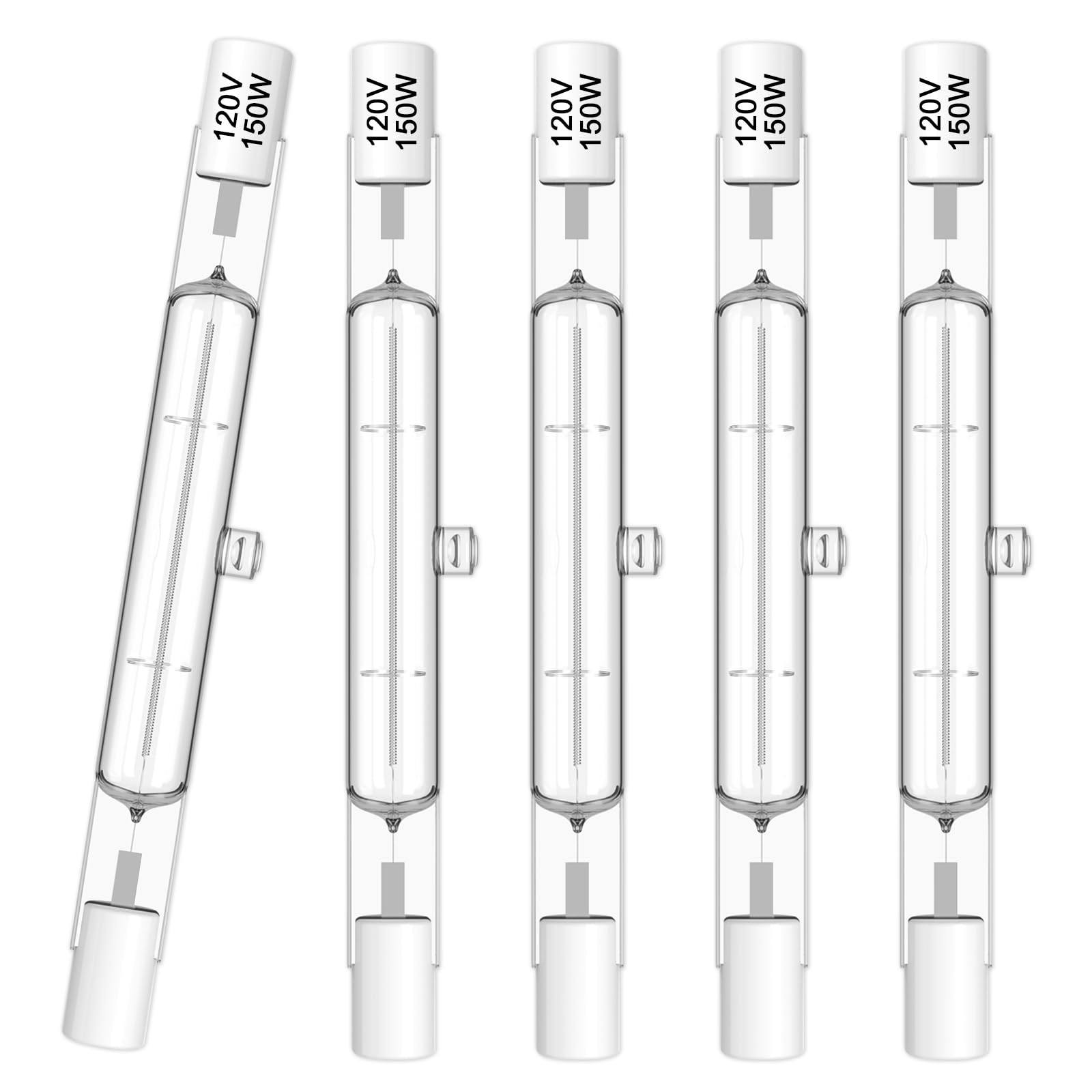 R7S Bulbs,5 Pack Halogen Bulbs R7S 78Mm T3 150W 120V,2200Lm J-Type Halogen Light Bulb With Long Lifespan,3-Inch Long Double Ende
